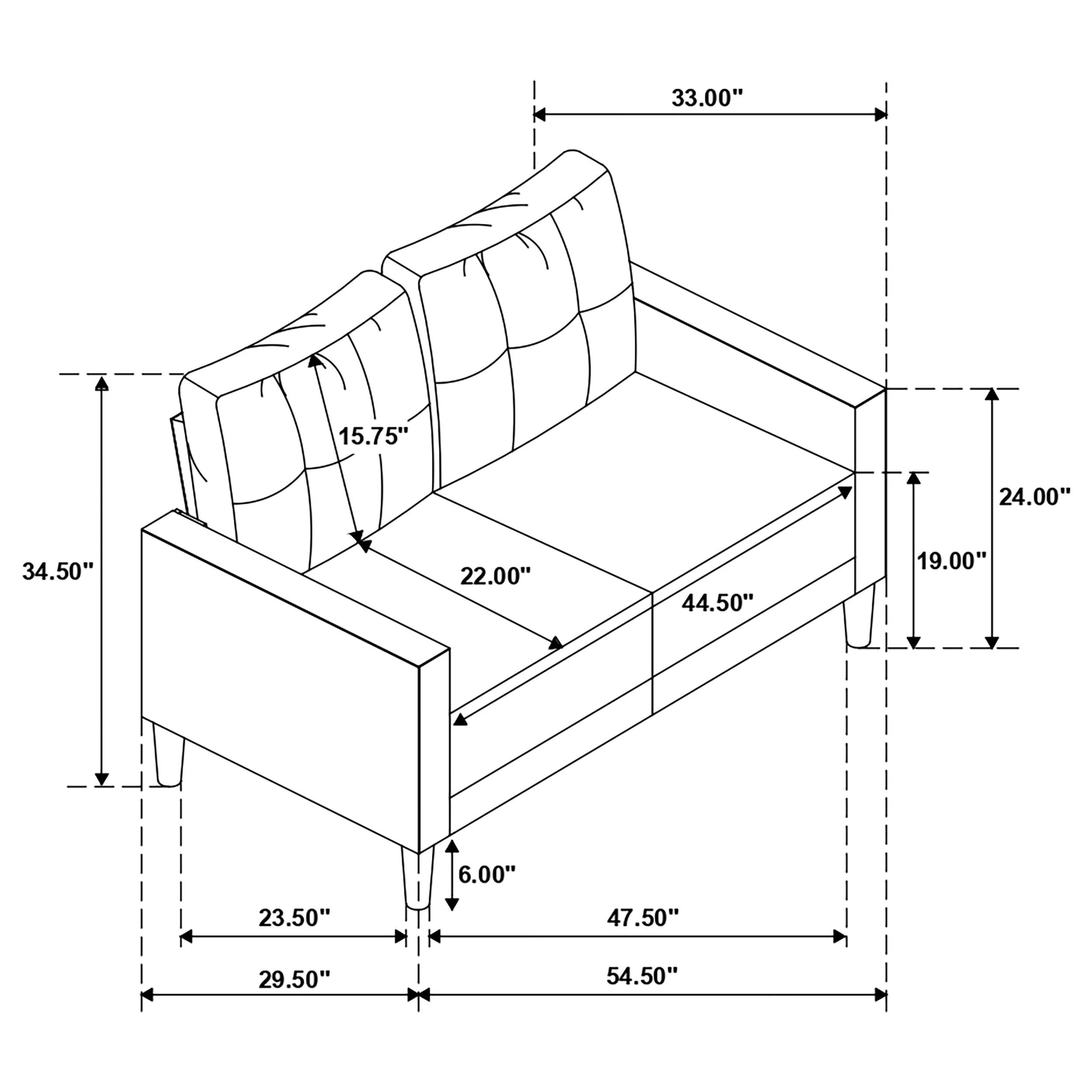 Bowen Upholstered Track Arm Tufted Loveseat - Image 23