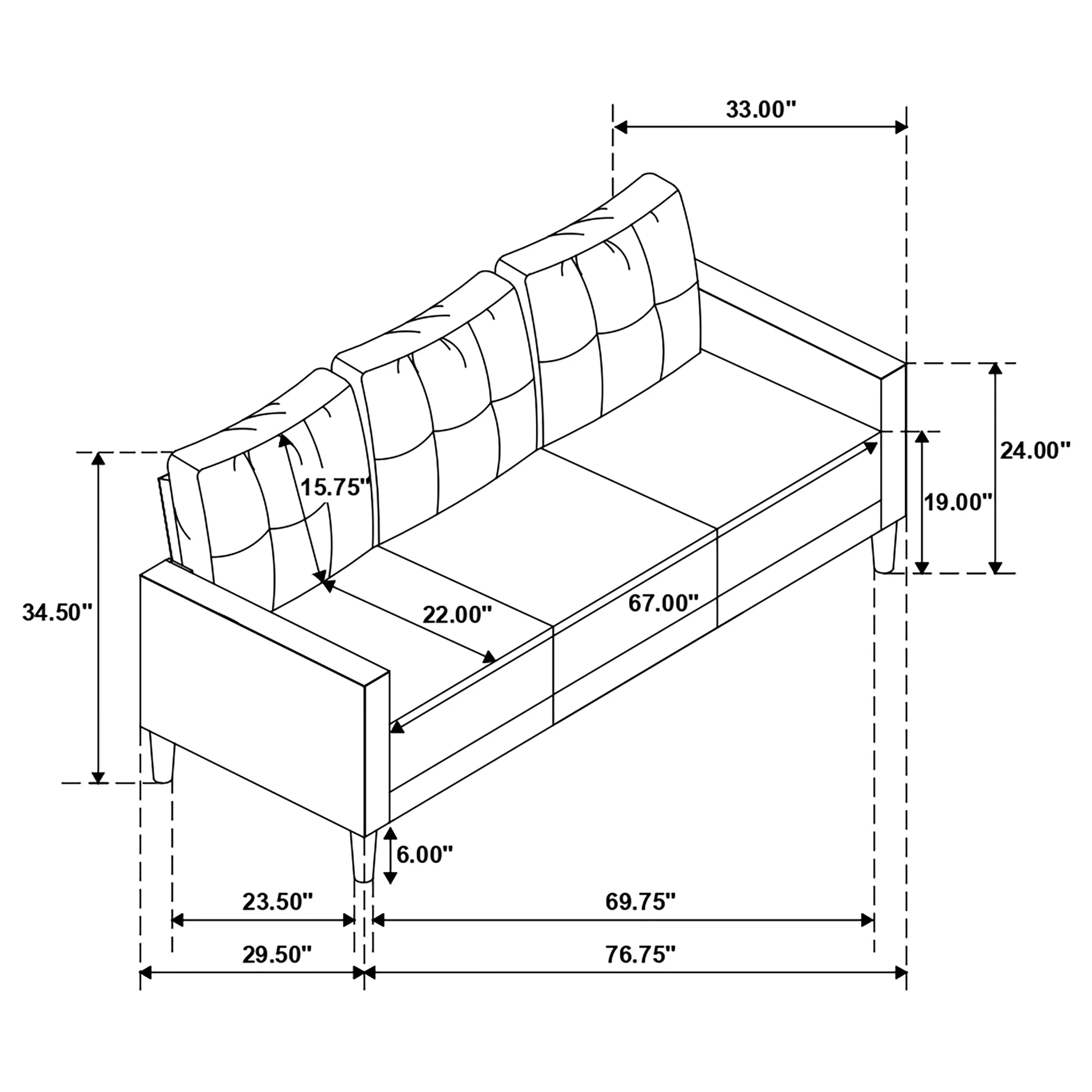 Bowen Upholstered Track Arm Tufted Sofa - Image 21