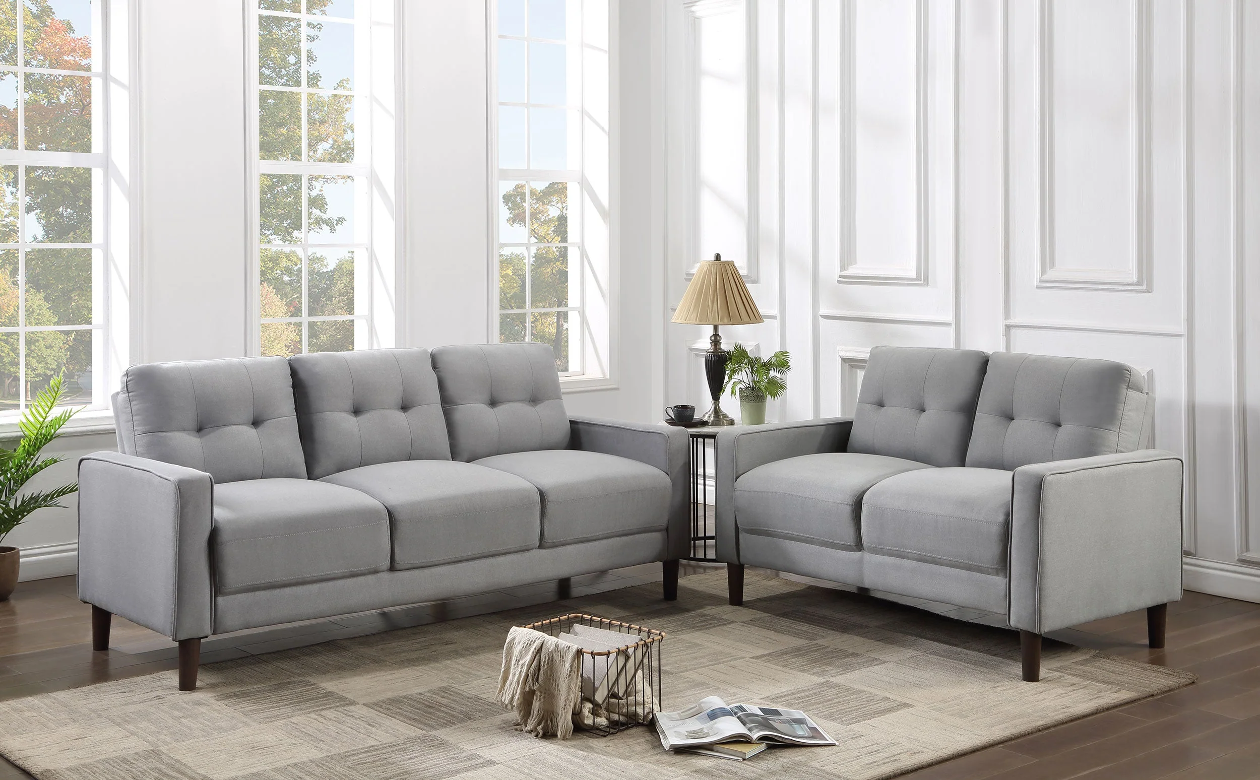 Bowen Upholstered Track Arm Tufted Sofa Set - Image 5