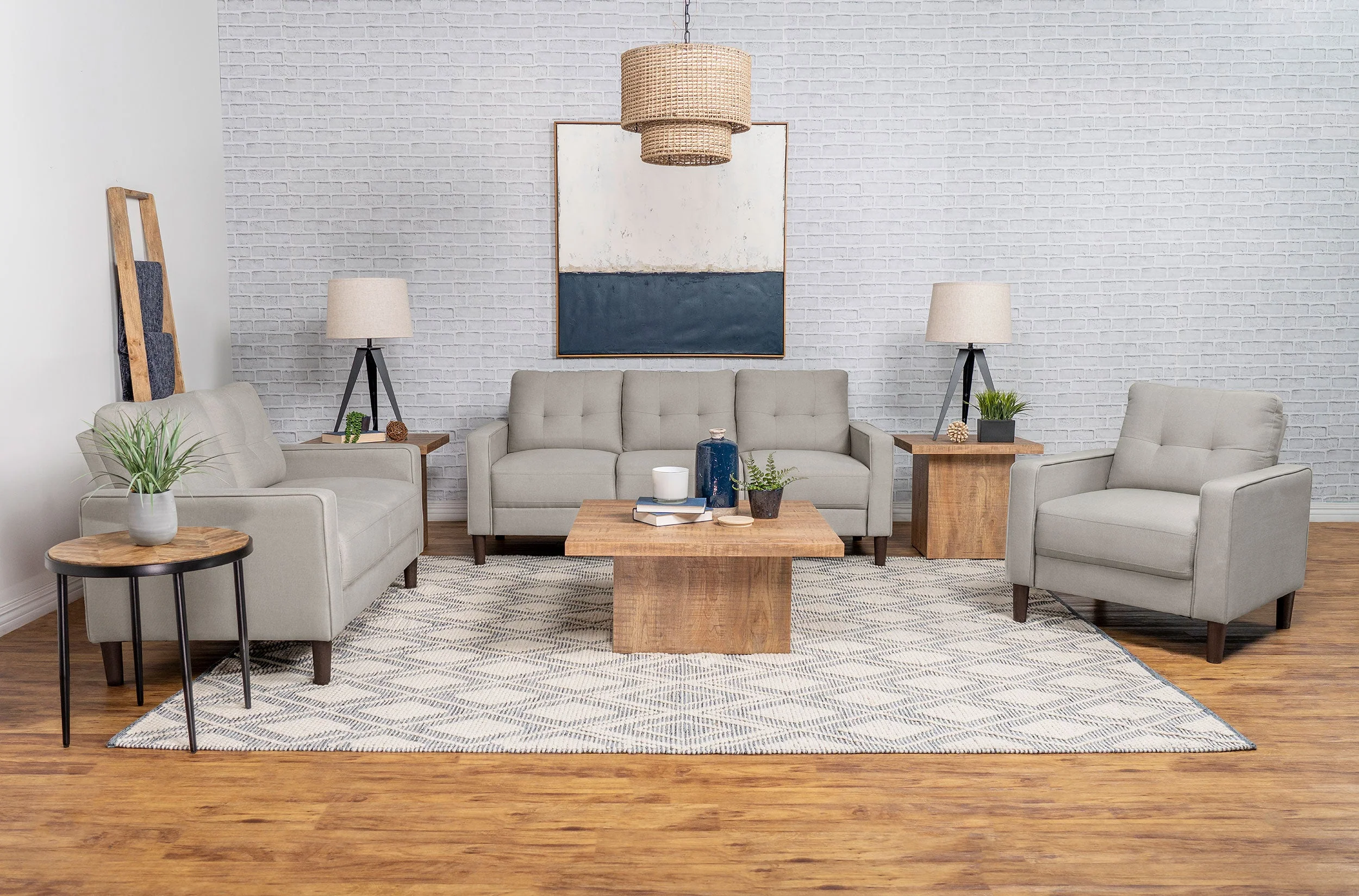 Bowen Upholstered Track Arm Tufted Sofa Set - Image 8