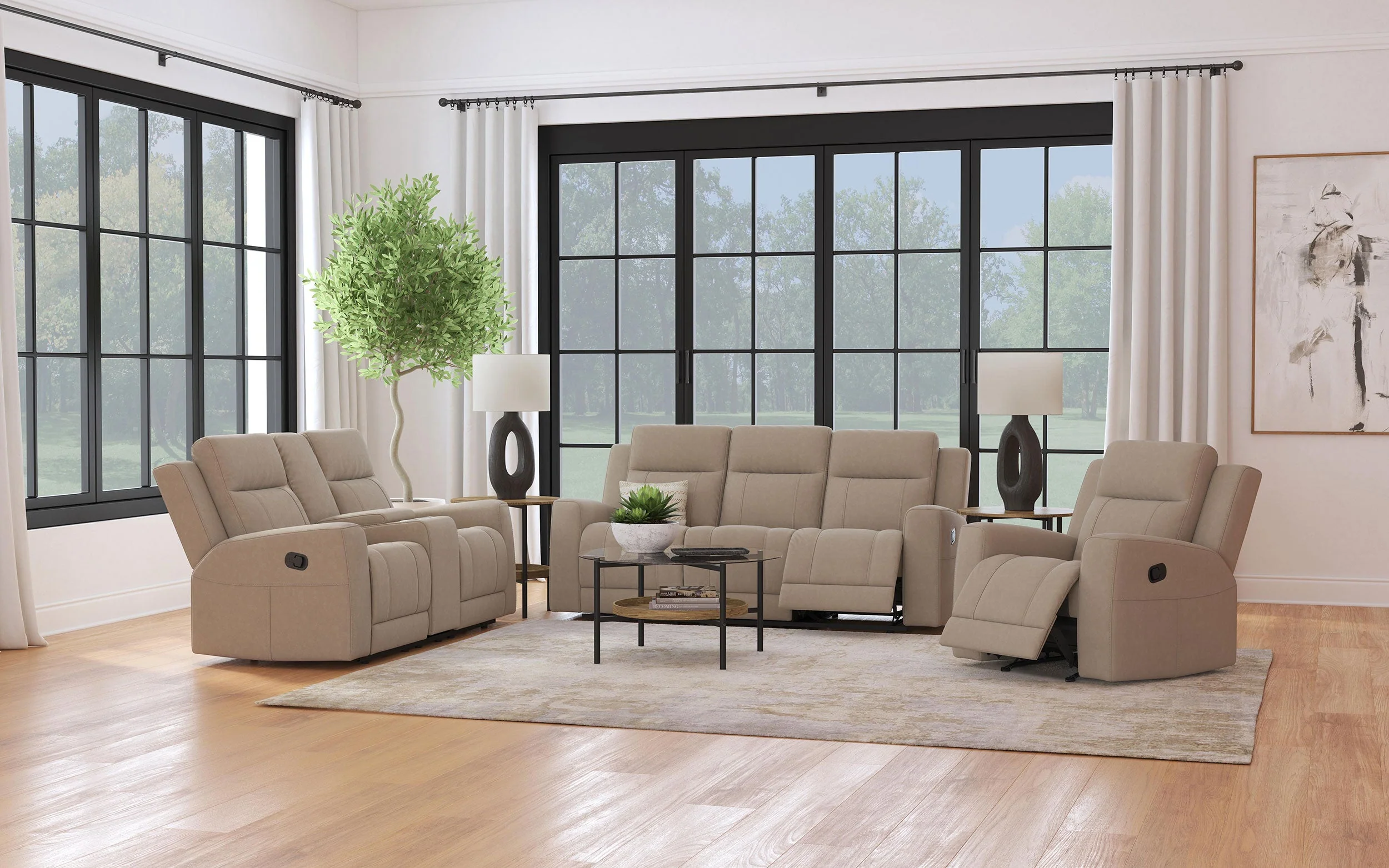 Brentwood Upholstered Reclining Sofa Set - Image 6