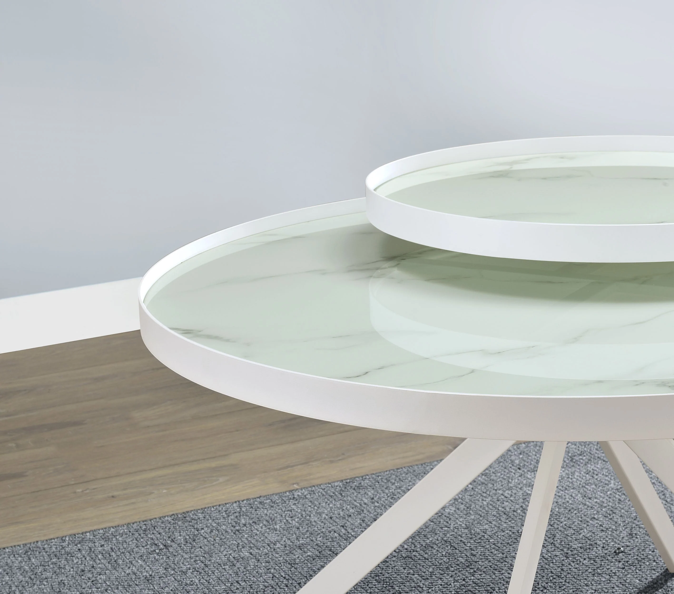 Briggs Round Marble Printed Glass Top Coffee Table - Image 23