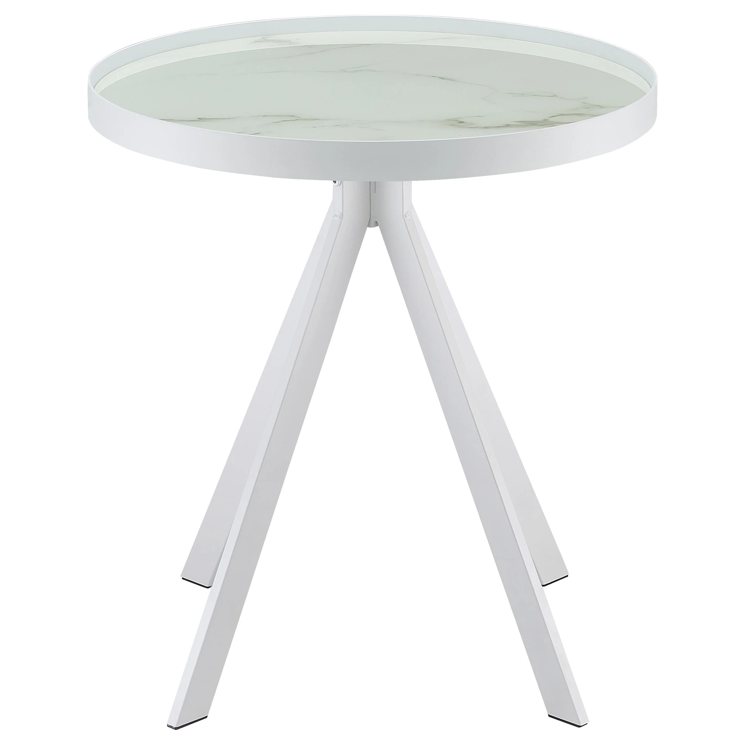 Briggs Round Marble Printed Glass Top End Side Table - Image 7