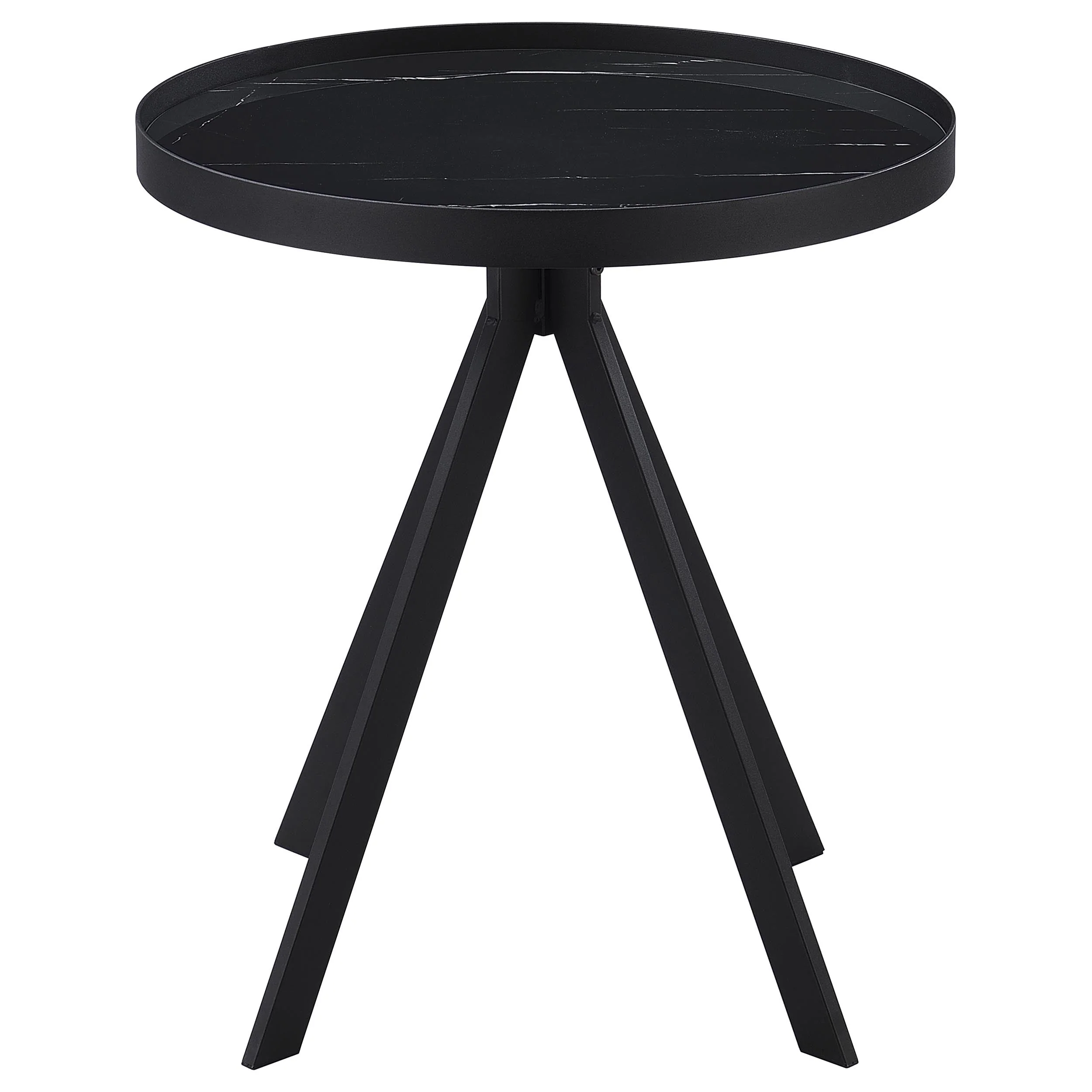 Briggs Round Marble Printed Glass Top End Side Table - Image 8