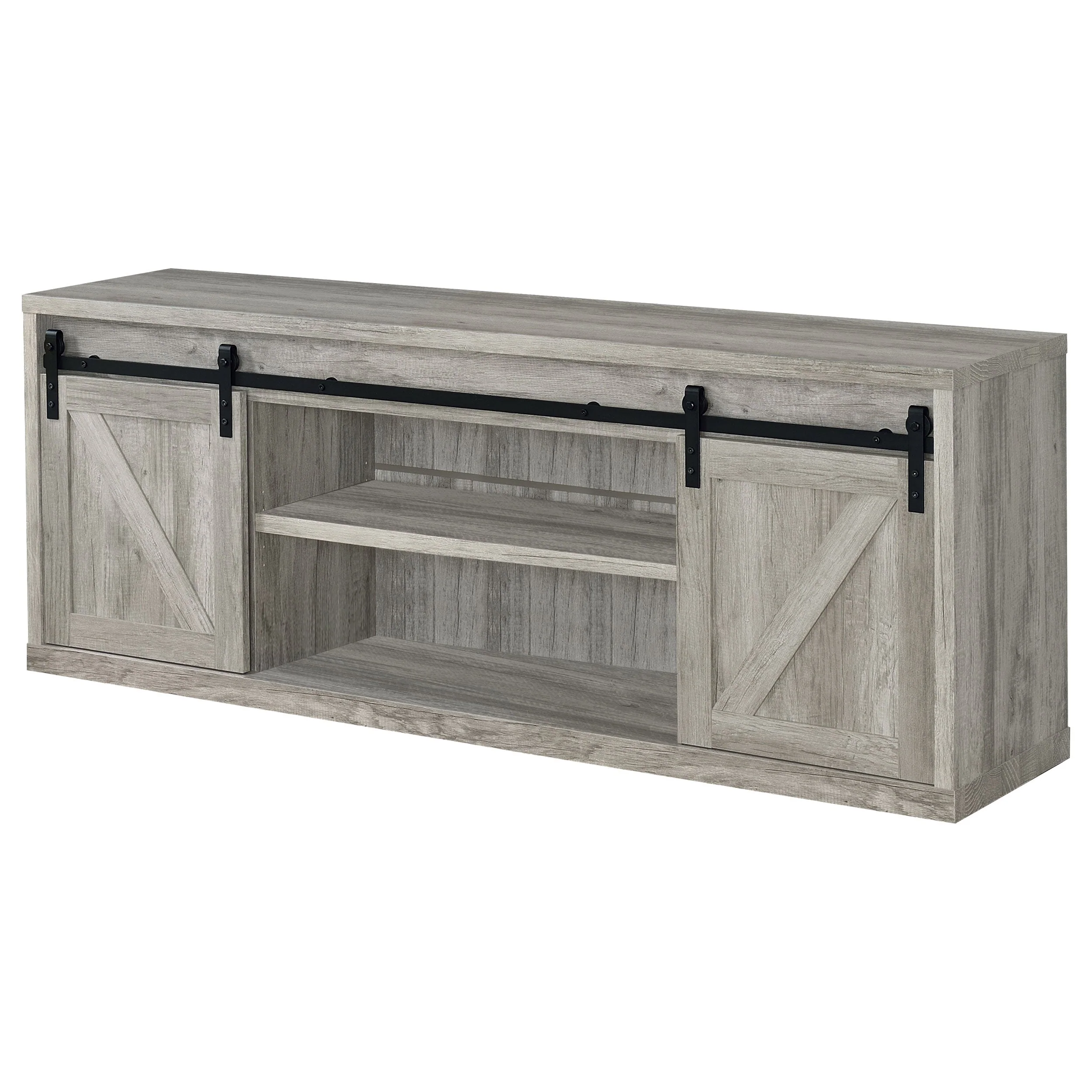 Brockton 2-door Engineered Wood 71-inch TV Stand Grey Driftwood - Image 4