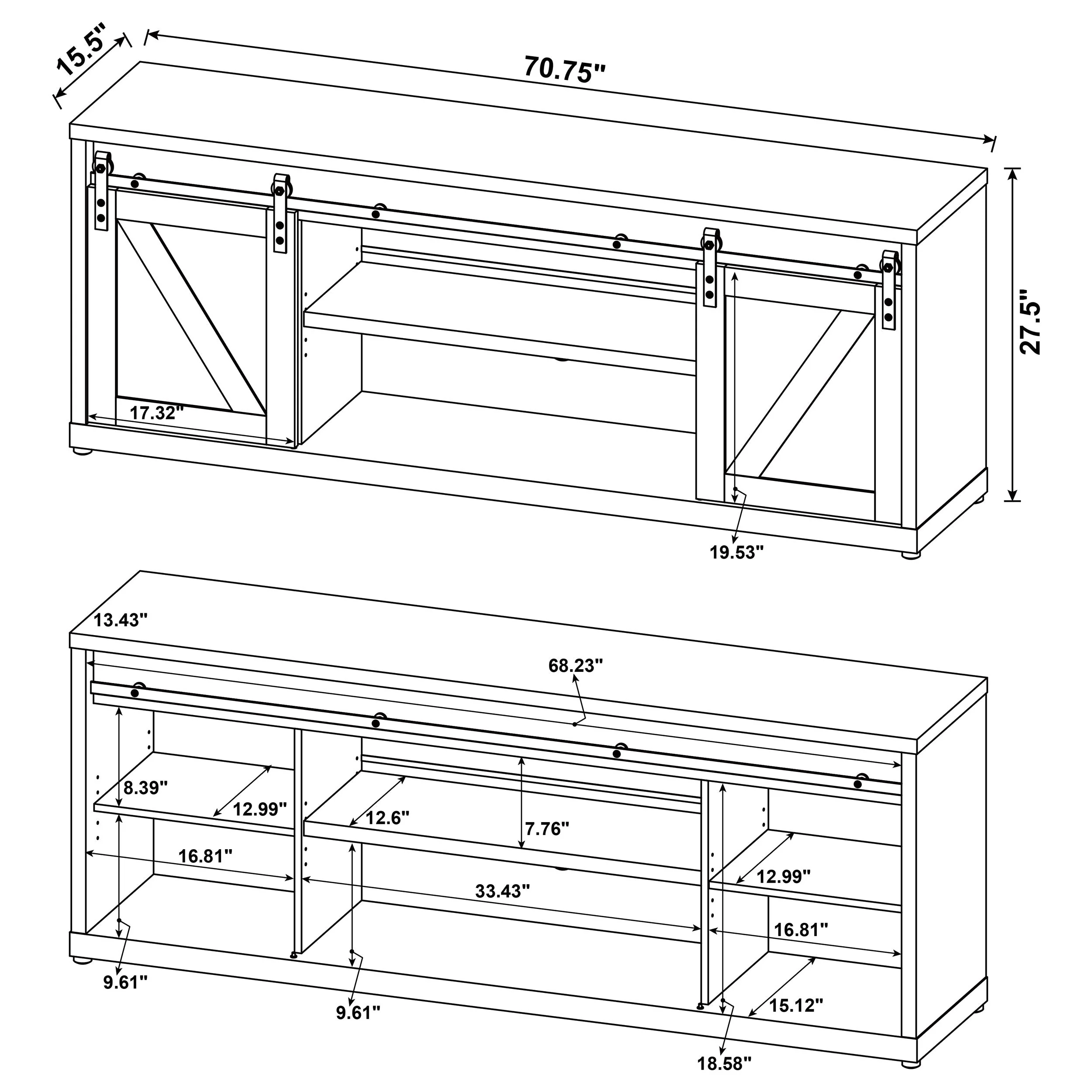 Brockton 2-door Engineered Wood 71-inch TV Stand Grey Driftwood - Image 6