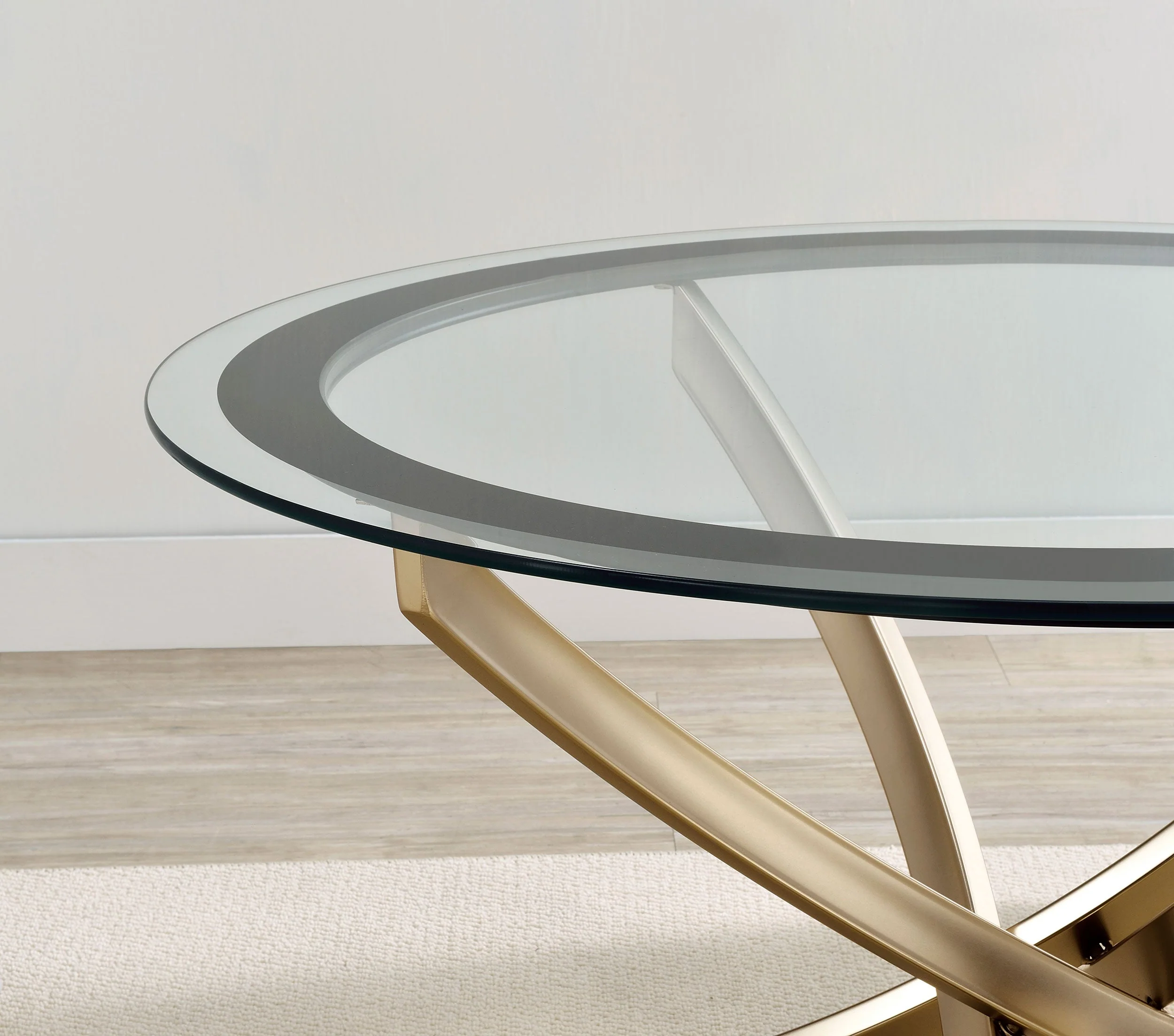 Brooke Round Glass Top Coffee Table Metal Base - Image 10