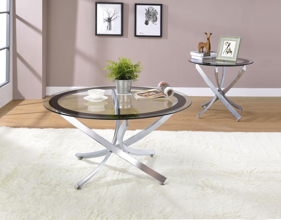 Brooke Round Coffee and End Table Set Brass - Image 2