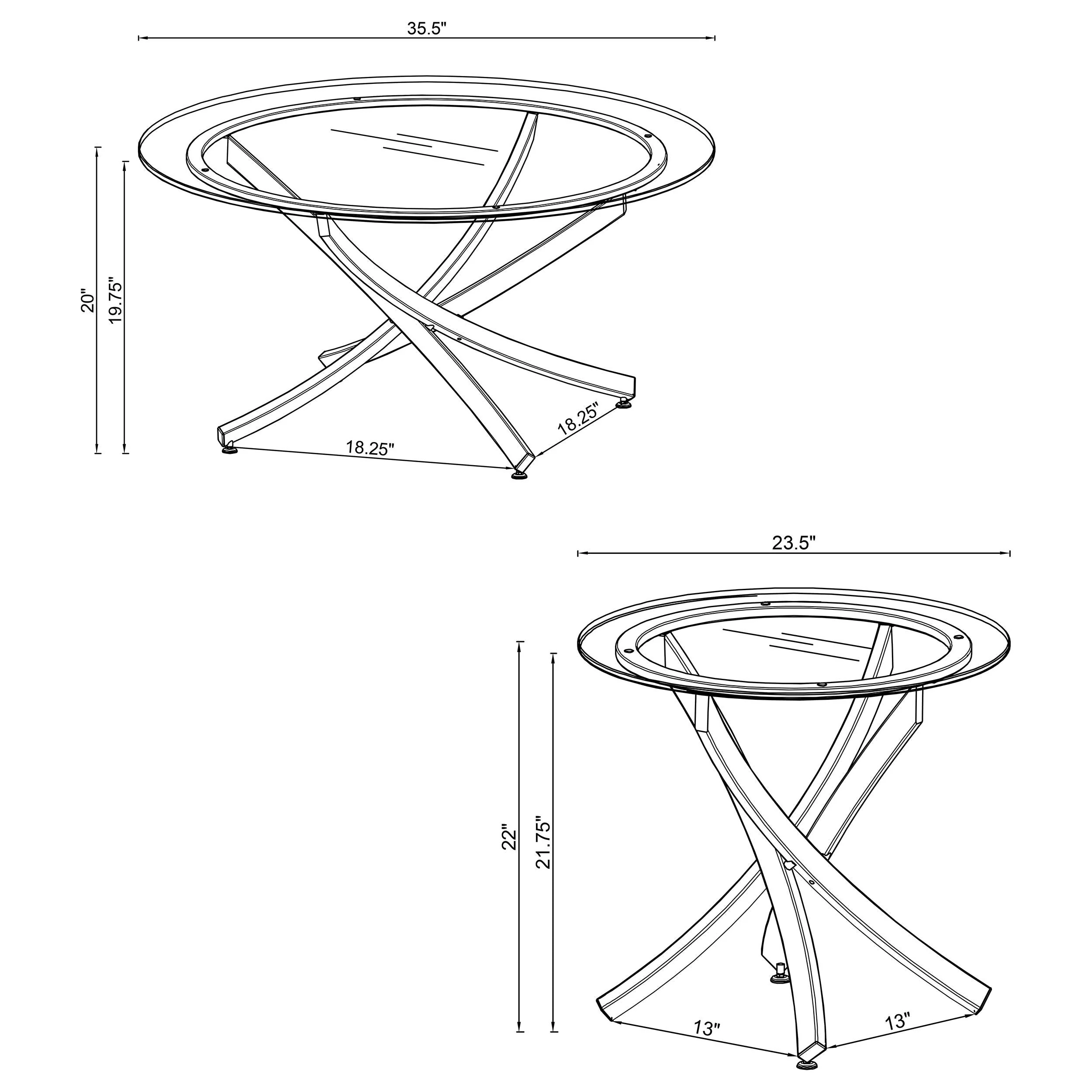 Brooke Round Coffee and End Table Set Brass - Image 22