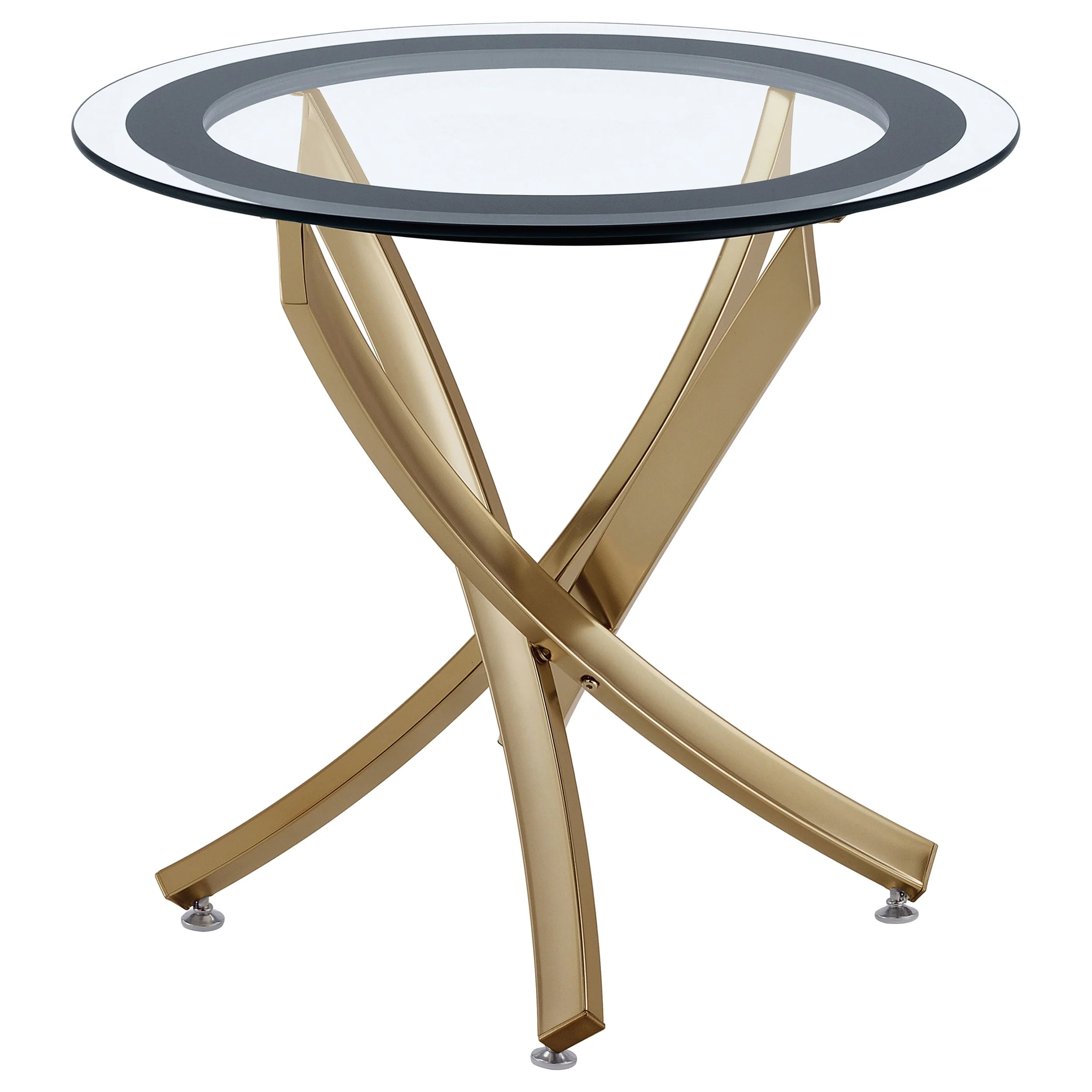Brooke Round Glass Top Side End Table Metal Base - Image 4