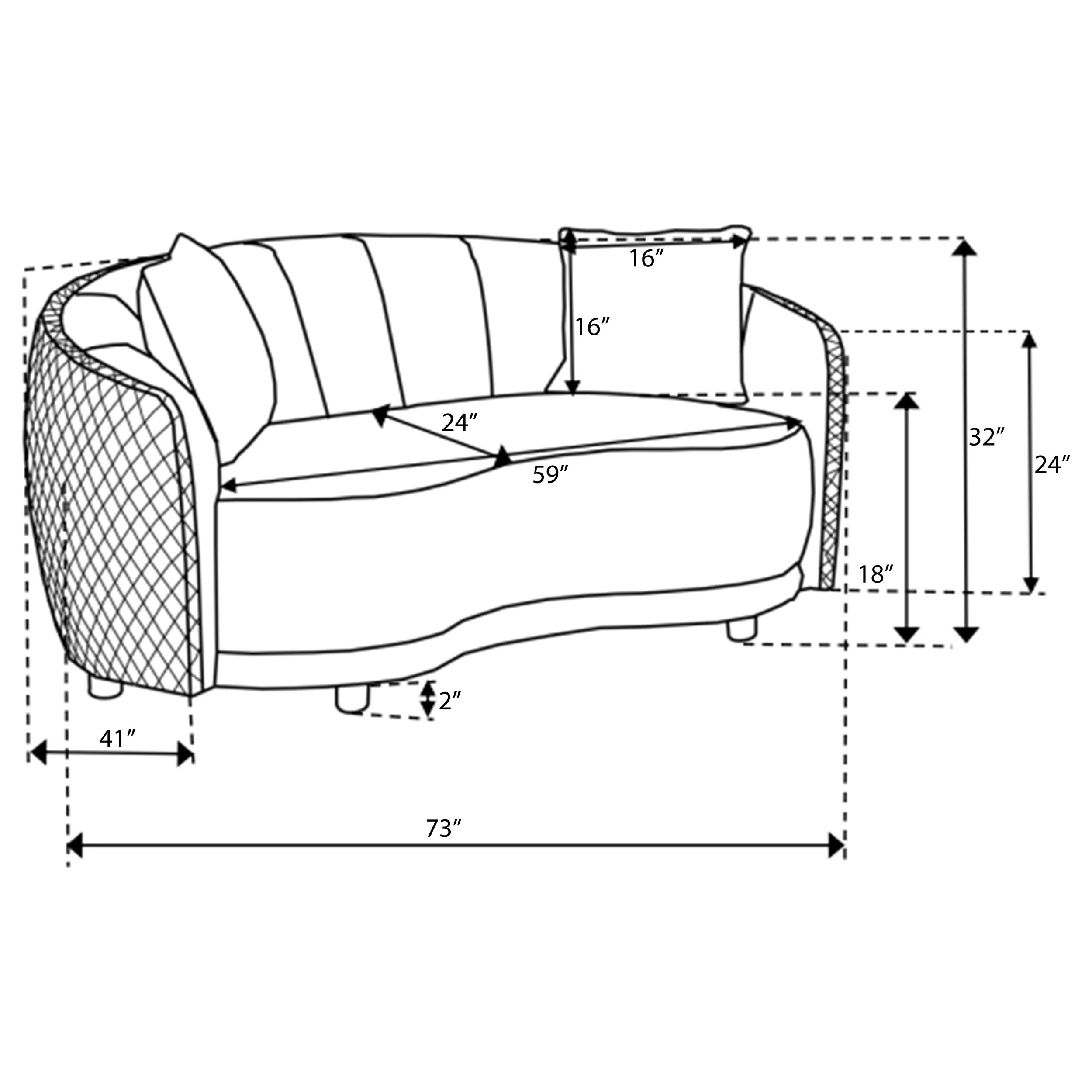 Brookside Velvet Upholstered Curved Loveseat Dark Grey - Image 11