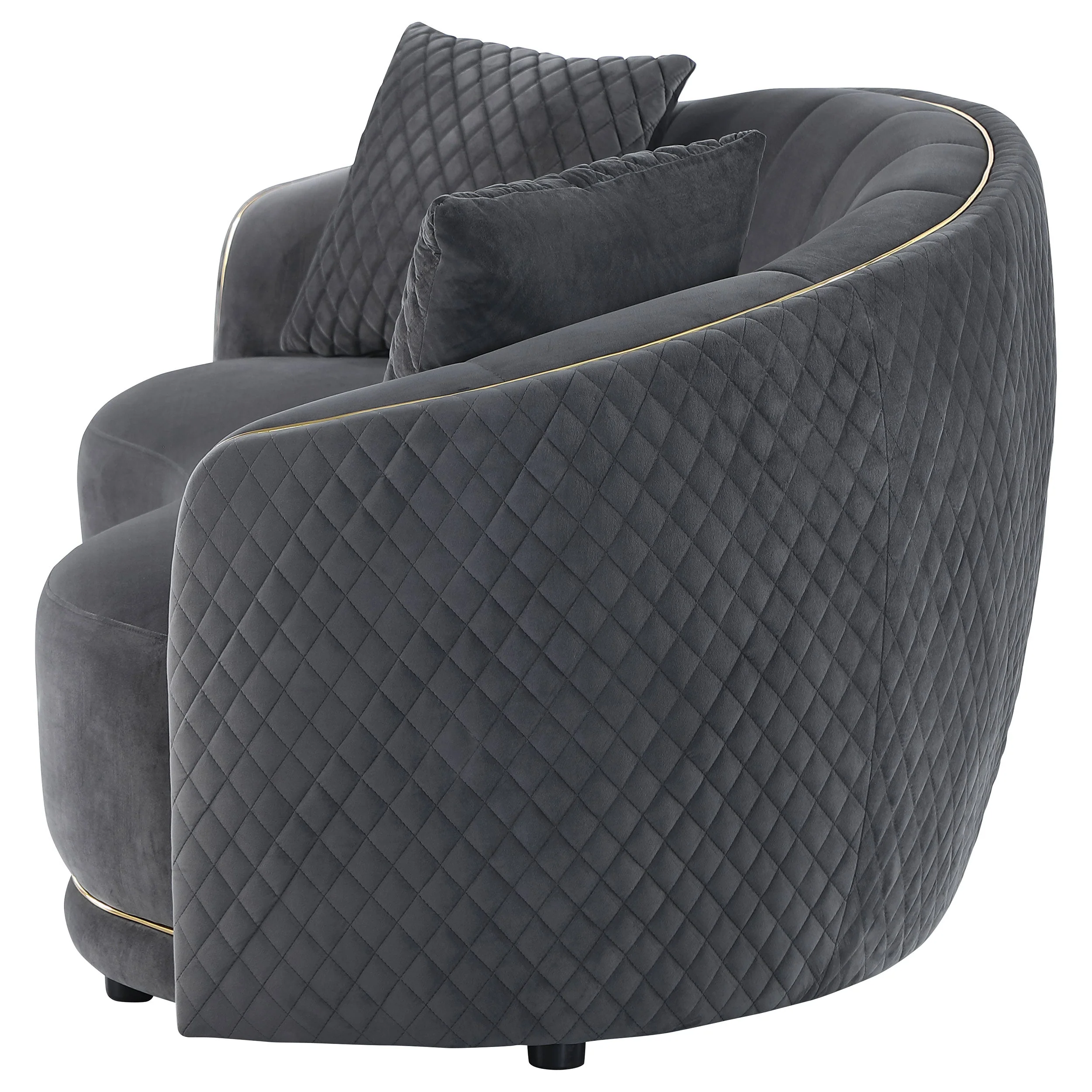 Brookside Velvet Upholstered Curved Loveseat Dark Grey - Image 6