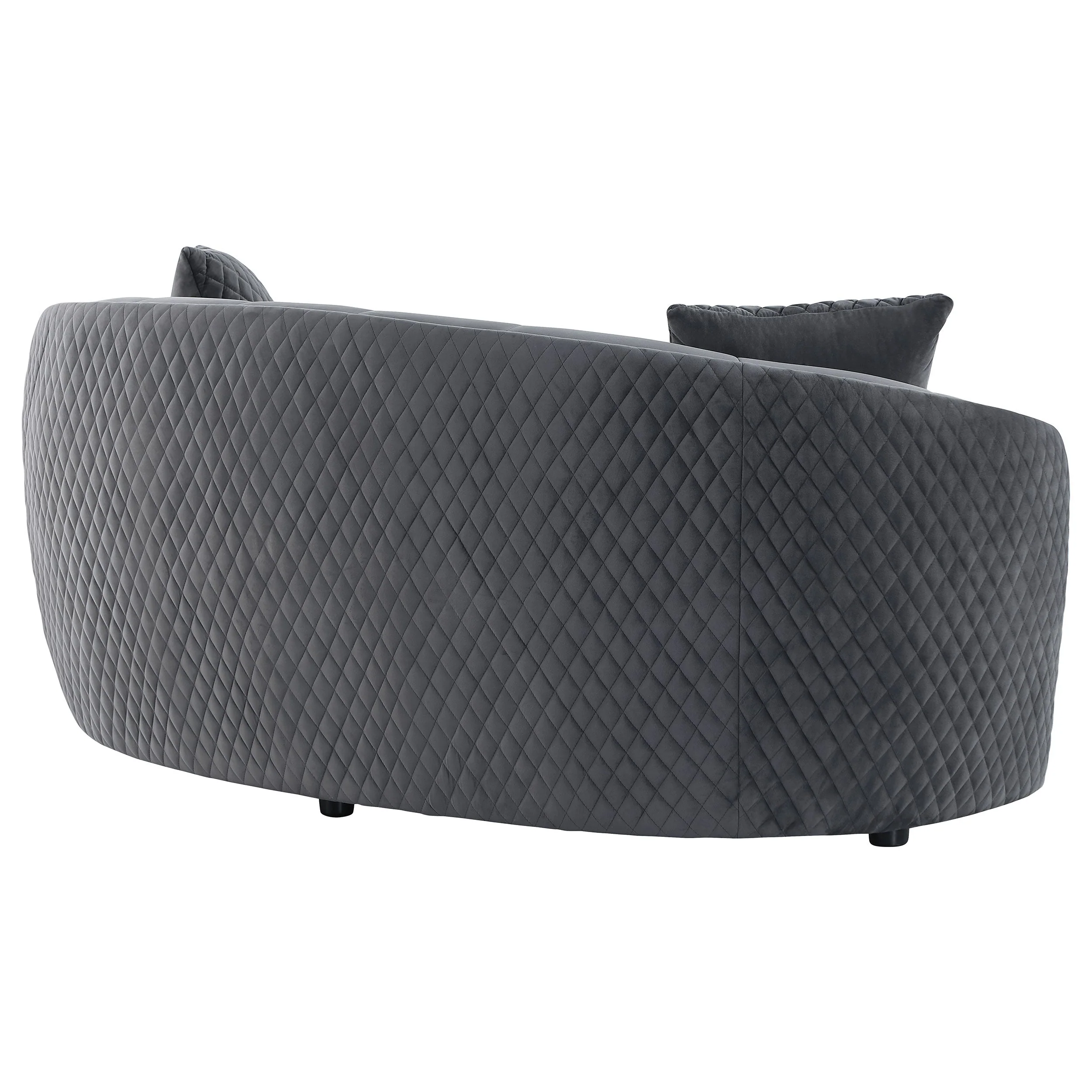 Brookside Velvet Upholstered Curved Loveseat Dark Grey - Image 8