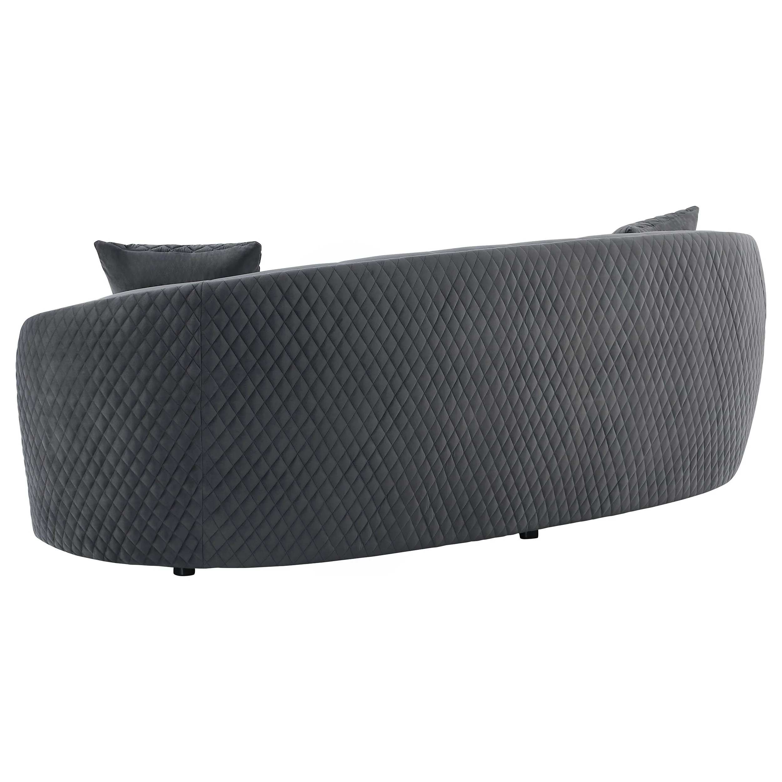 Brookside Velvet Upholstered Curved Sofa Dark Grey - Image 7