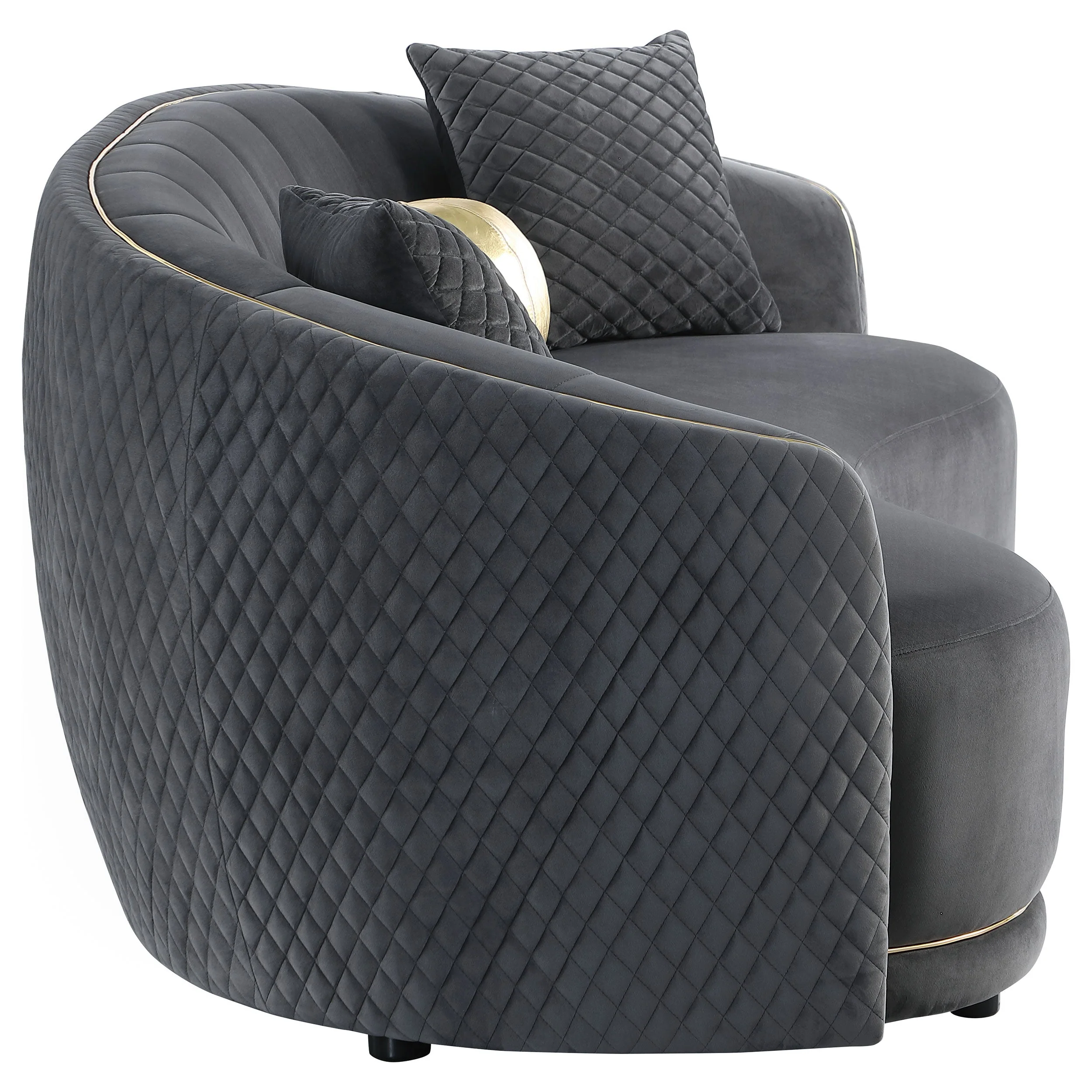 Brookside Velvet Upholstered Curved Sofa Dark Grey - Image 9