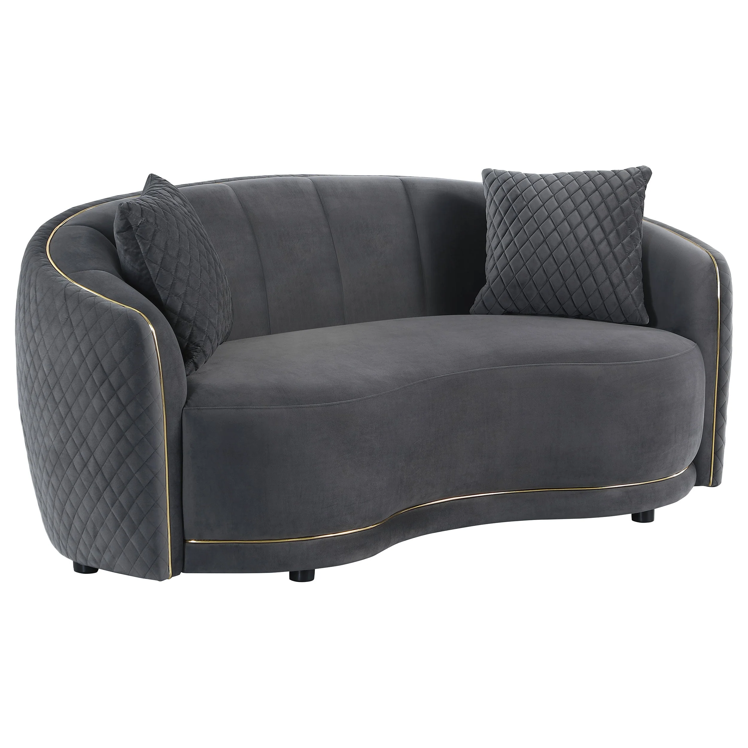 Brookside 2-piece Velvet Upholstered Sofa Set Dark Grey - Image 8
