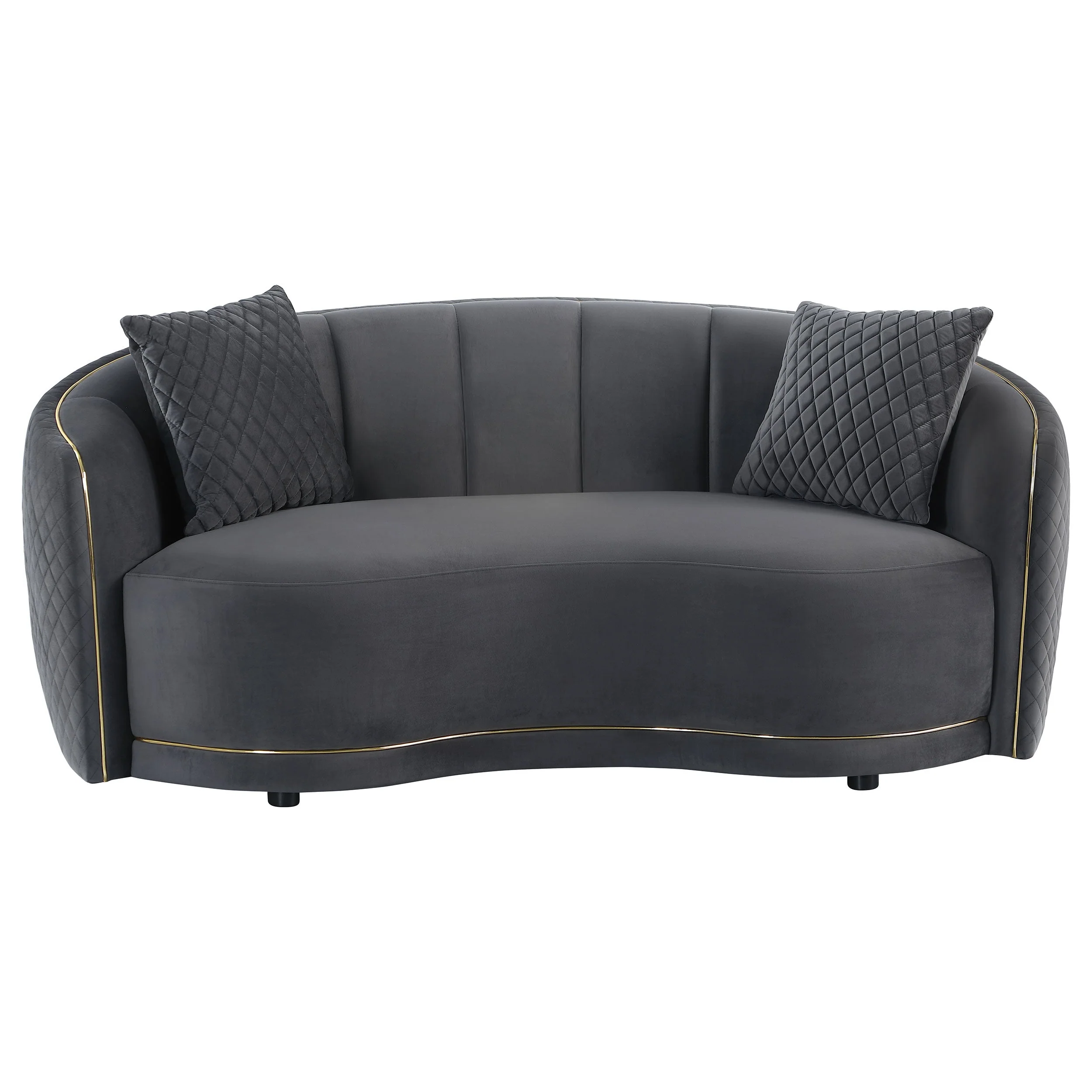 Brookside 2-piece Velvet Upholstered Sofa Set Dark Grey - Image 9