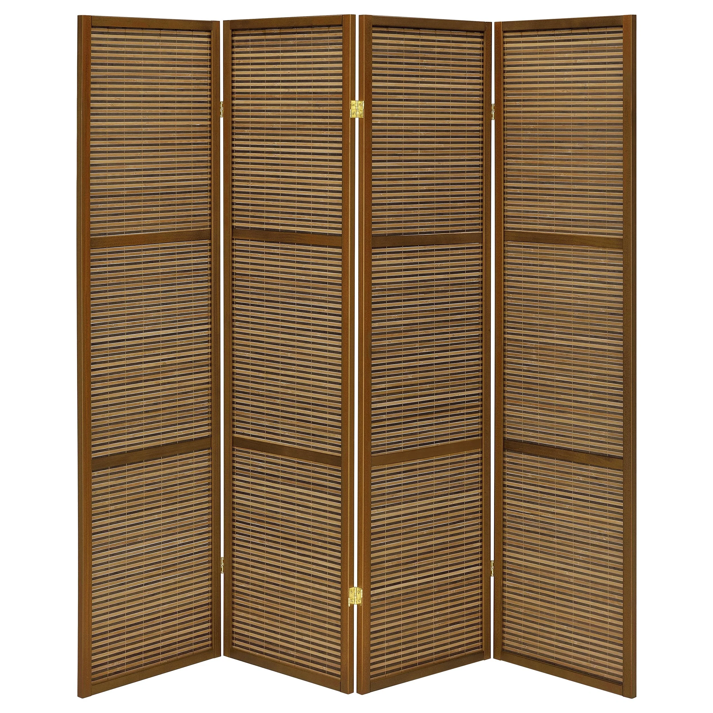 Browning 4-panel Bamboo Room Divider Folding Screen Walnut - Image 5
