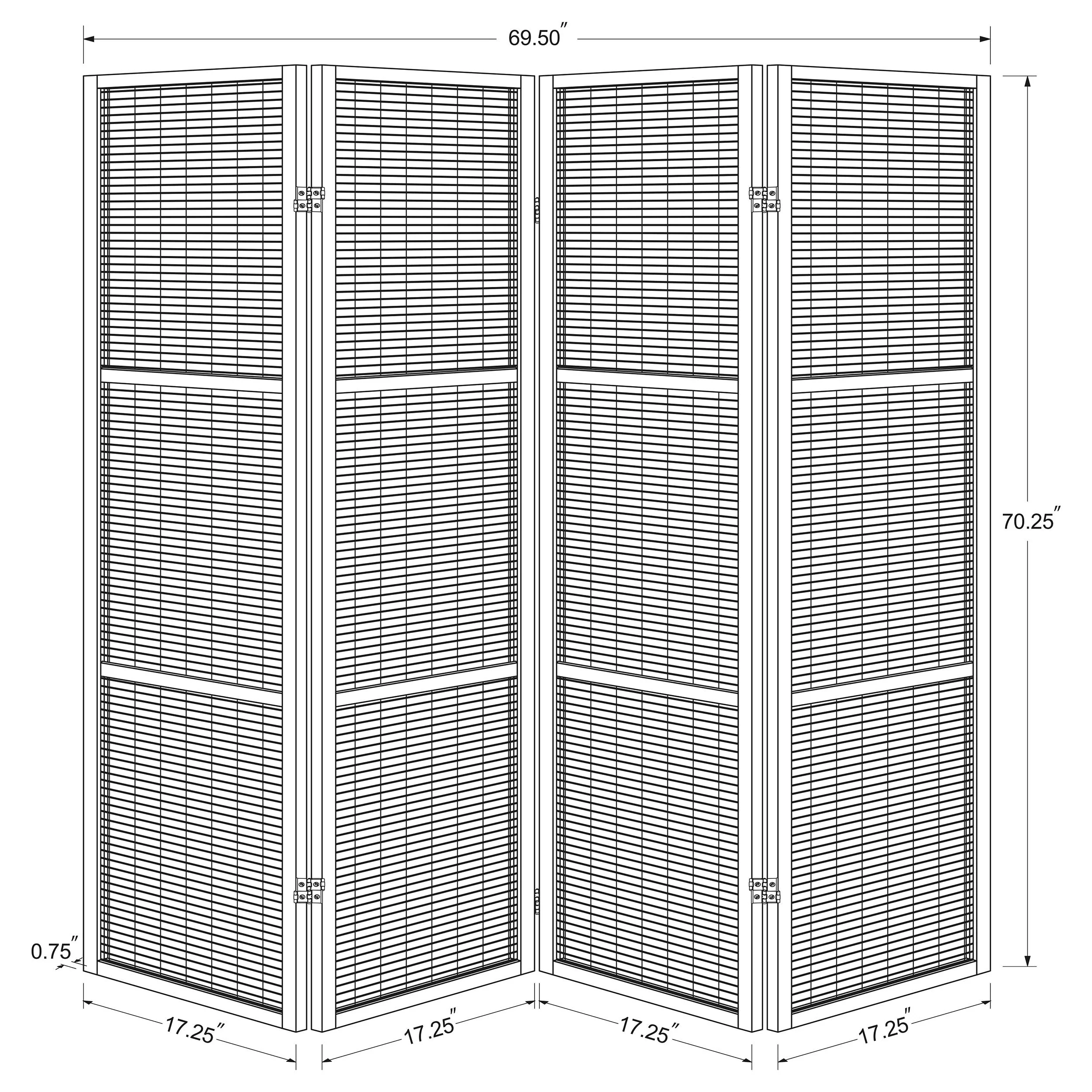 Browning 4-panel Bamboo Room Divider Folding Screen Walnut - Image 8