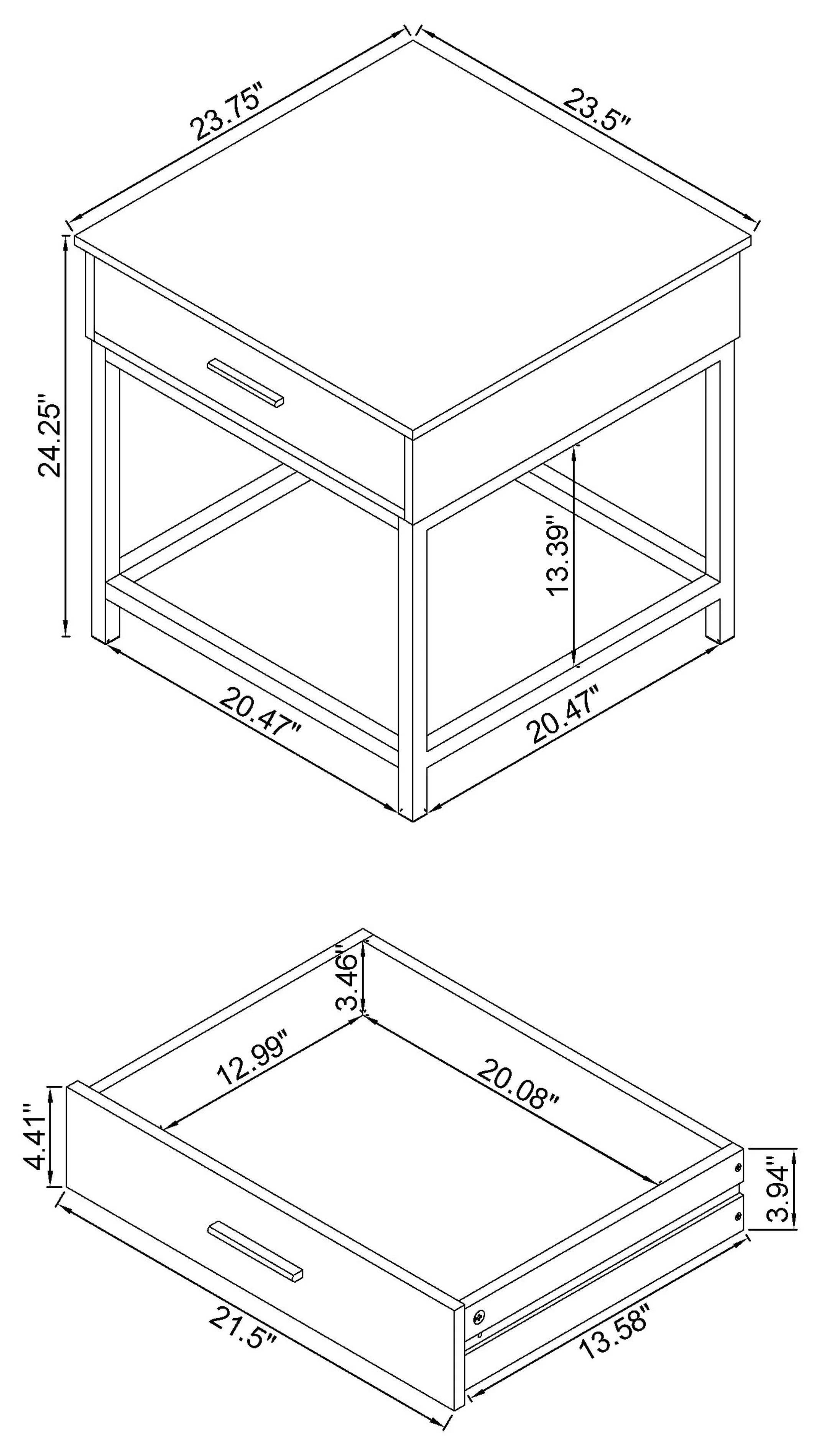 Byers 1-drawer Square Engineered Wood End Table Brown Oak - Image 4