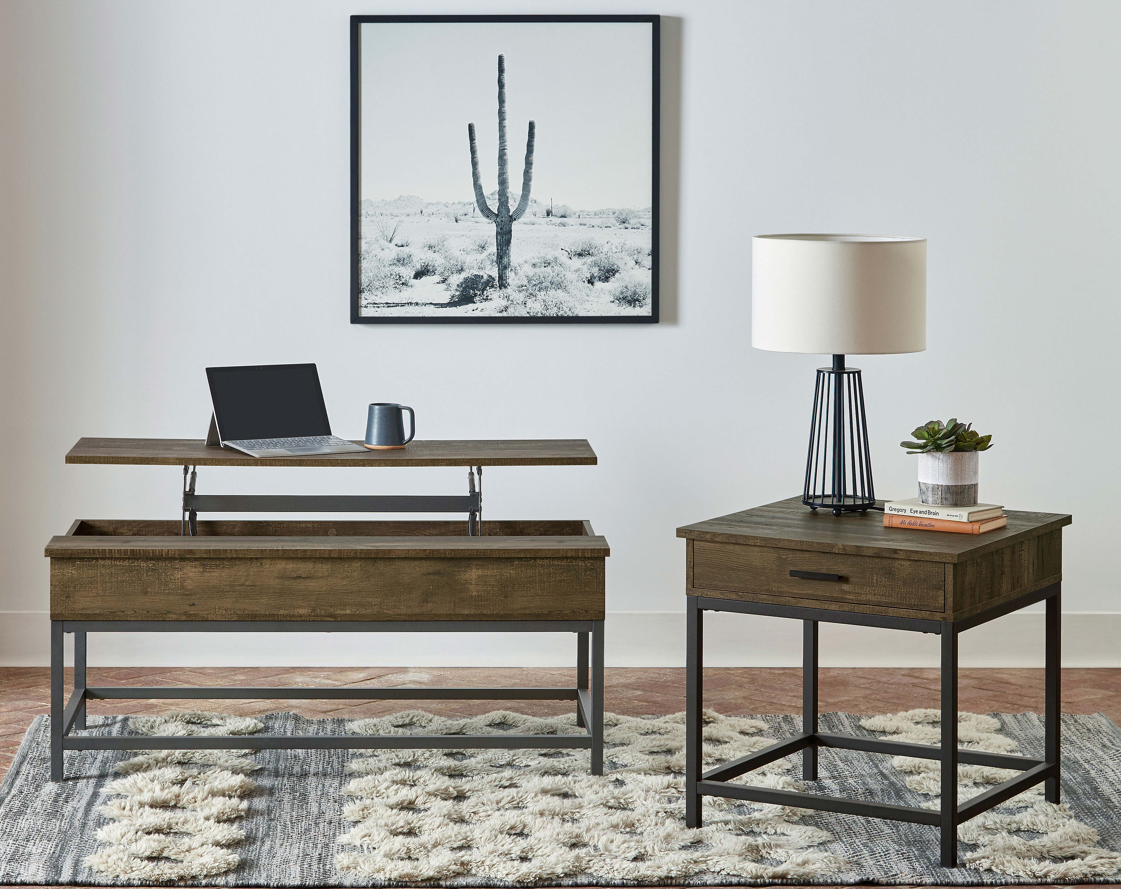 Byers 1-drawer Square Engineered Wood End Table Brown Oak - Image 5