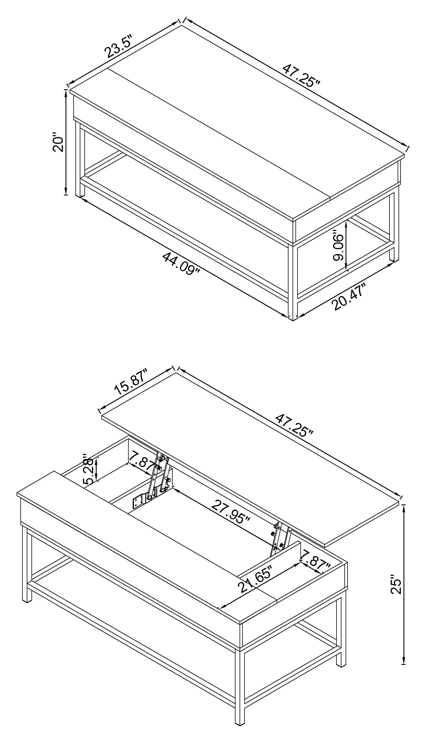 Byers Engineered Wood Lift Top Coffee Table Brown Oak - Image 4