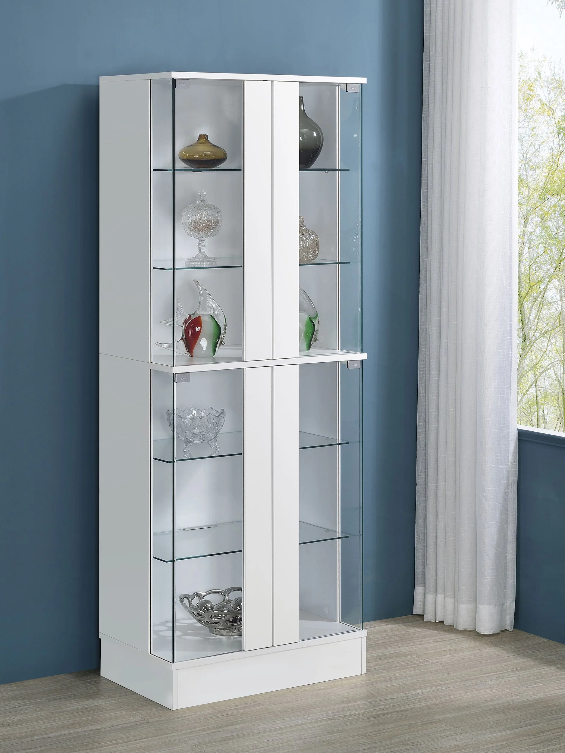 Cabra 4-door LED Curio Display Cabinet High Gloss - Image 5