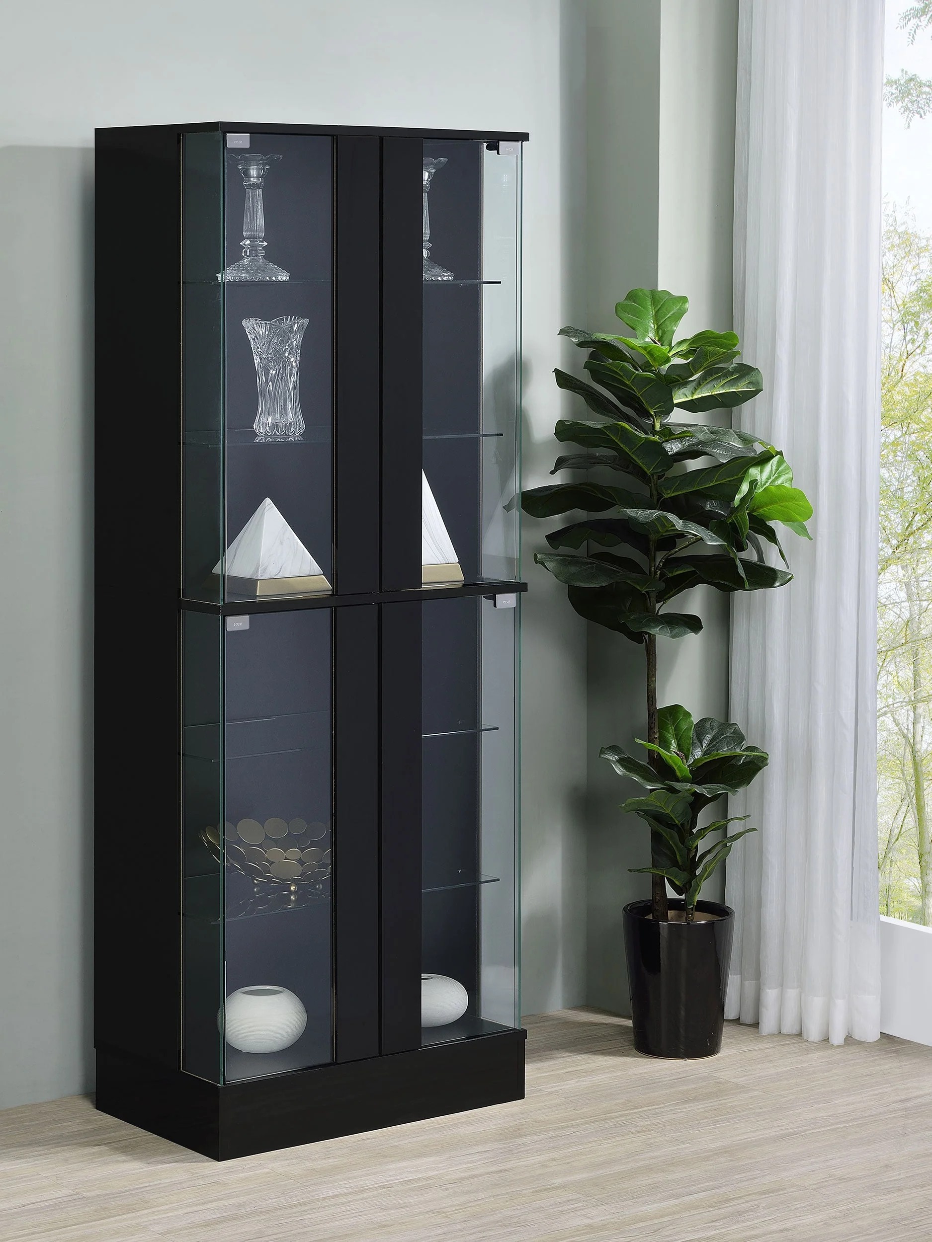 Cabra 4-door LED Curio Display Cabinet High Gloss - Image 6