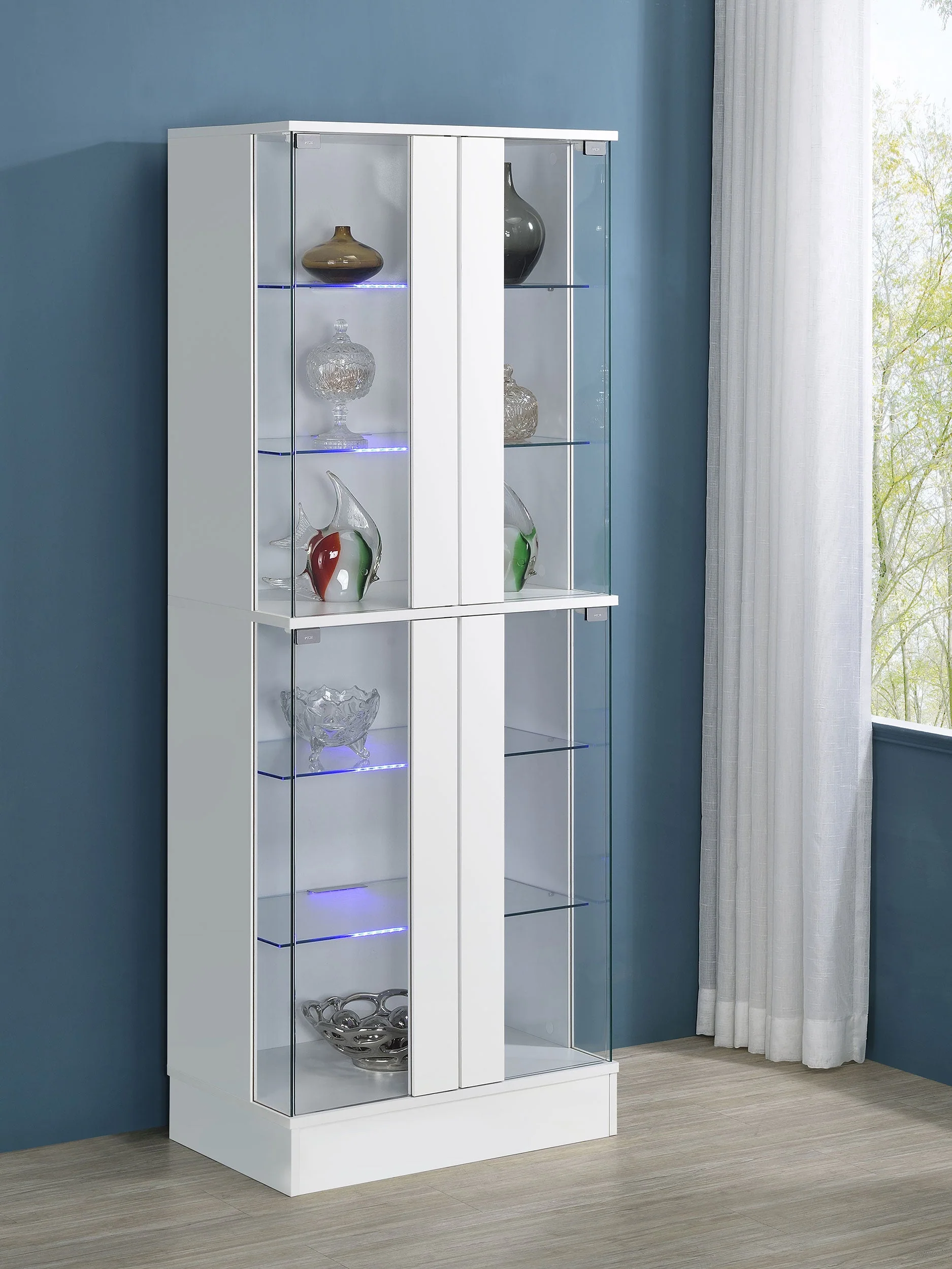 Cabra 4-door LED Curio Display Cabinet High Gloss - Image 7