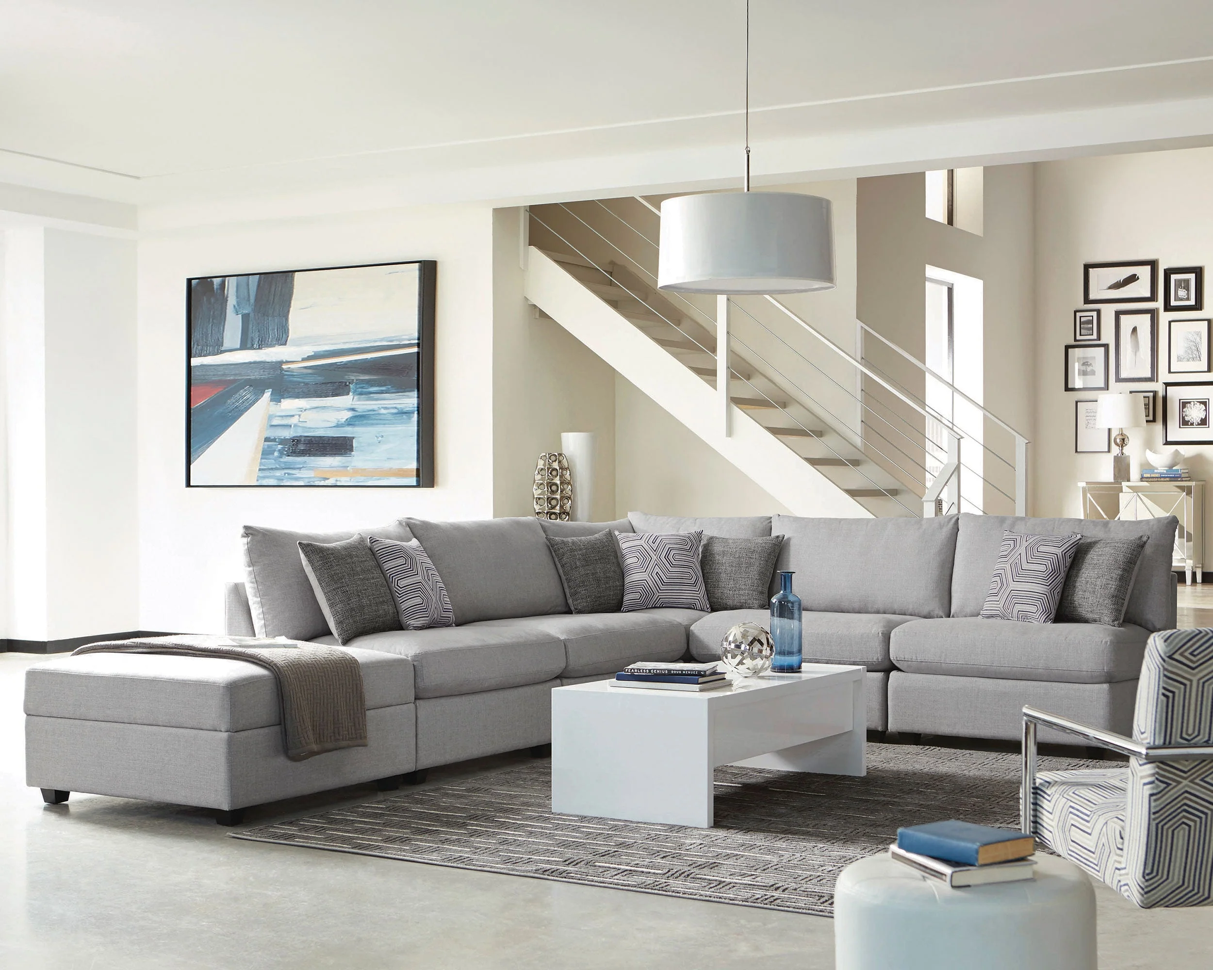 Cambria Square Upholstered Storage Ottoman Grey - Image 8