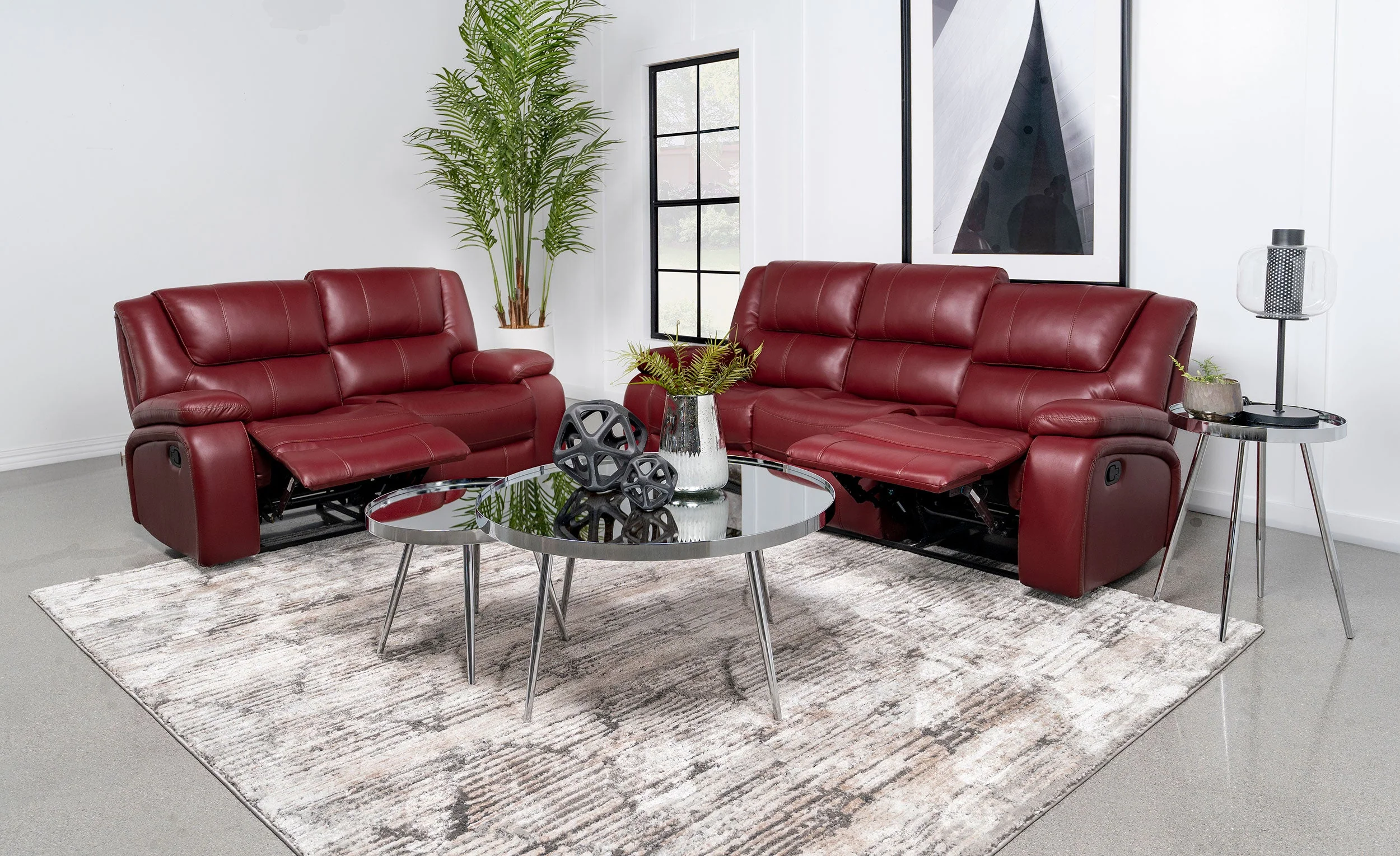 Camila Upholstered Reclining Sofa Set - Image 9