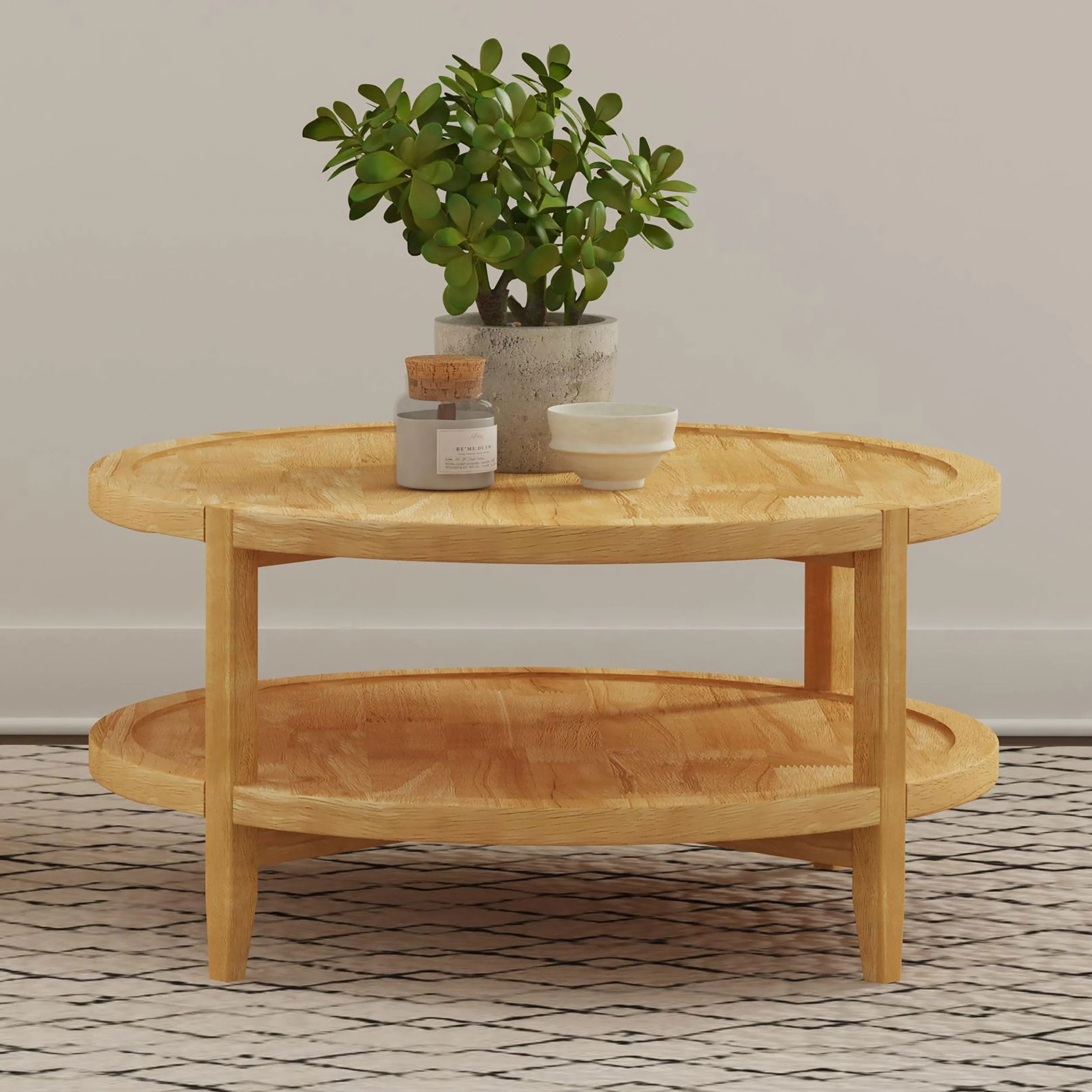 Camillo Round Solid Wood Coffee Table Maple Brown - Image 3
