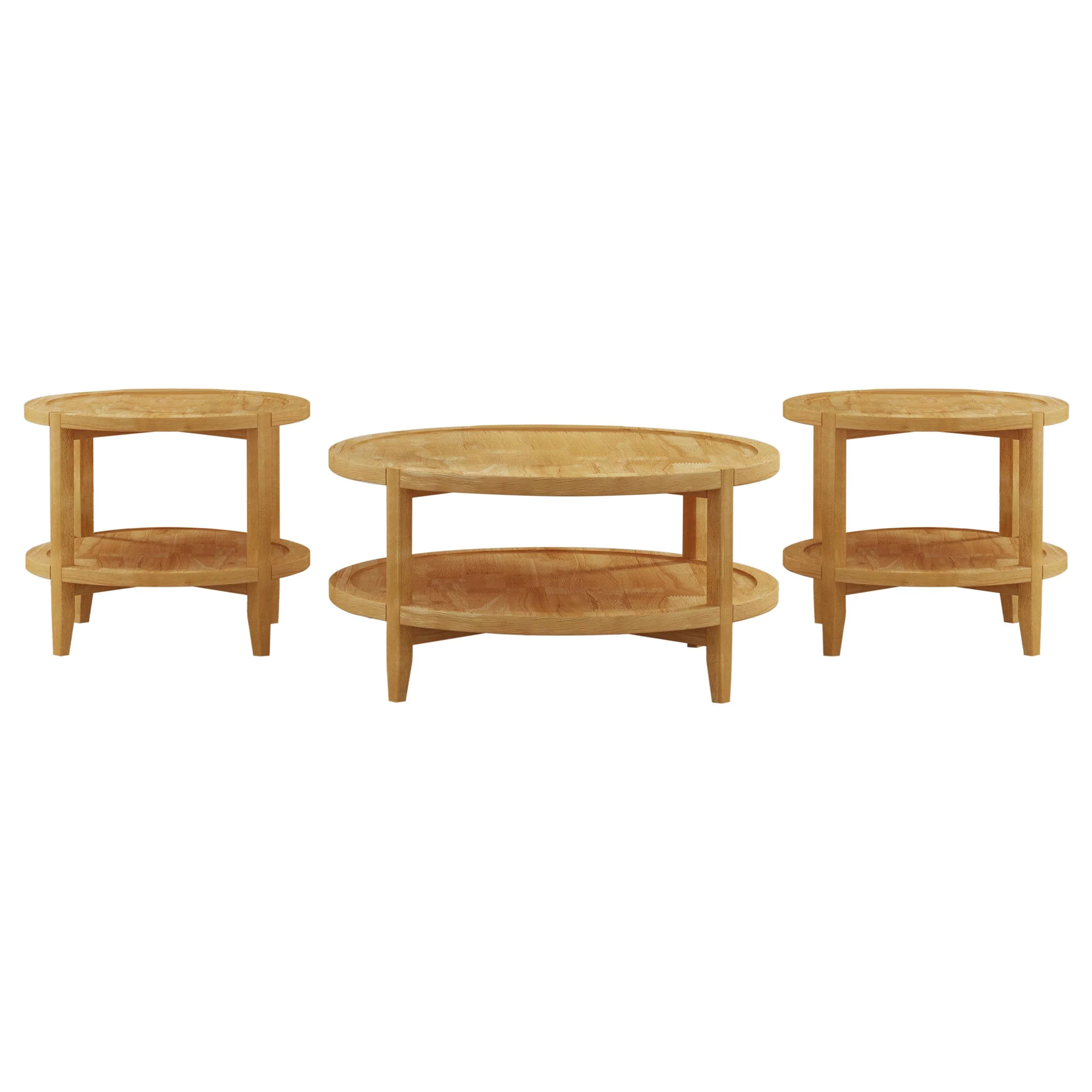 Camillo Round Coffee and End Table Set Maple - Image 6