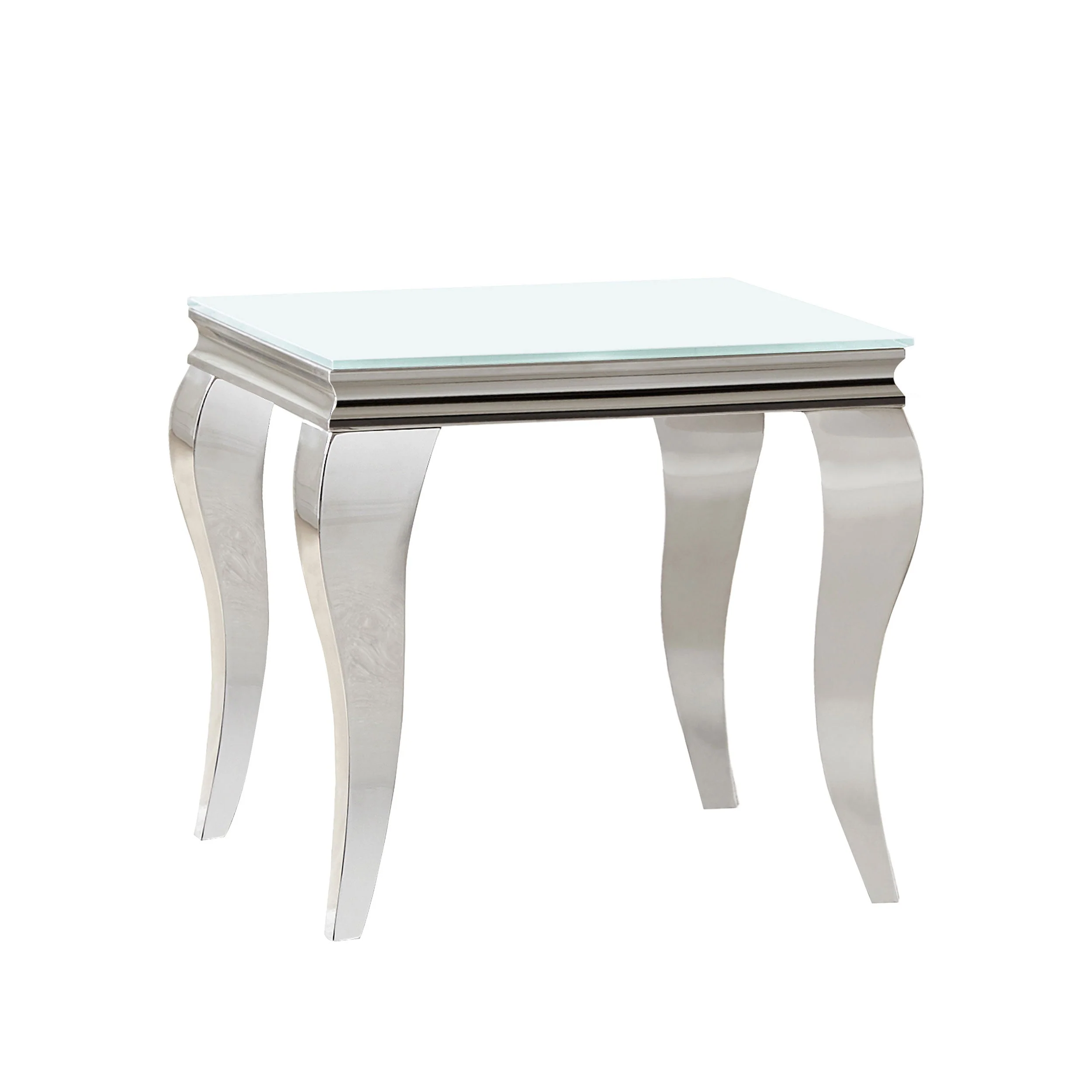 Carone Square Glass Top End Side Table White and Chrome - Image 2
