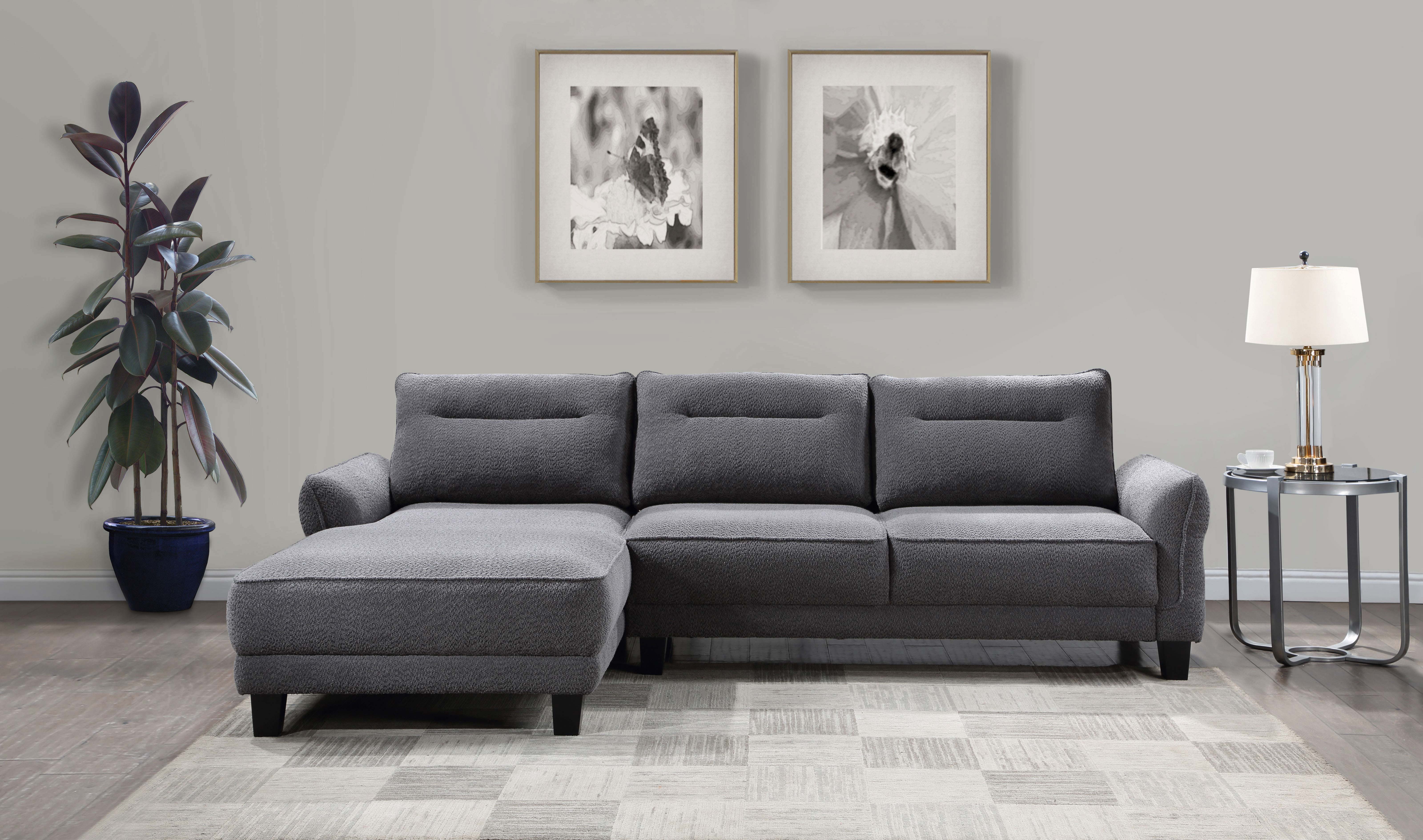 Caspian Upholstered Curved Arm Chaise Sectional Sofa - Image 5