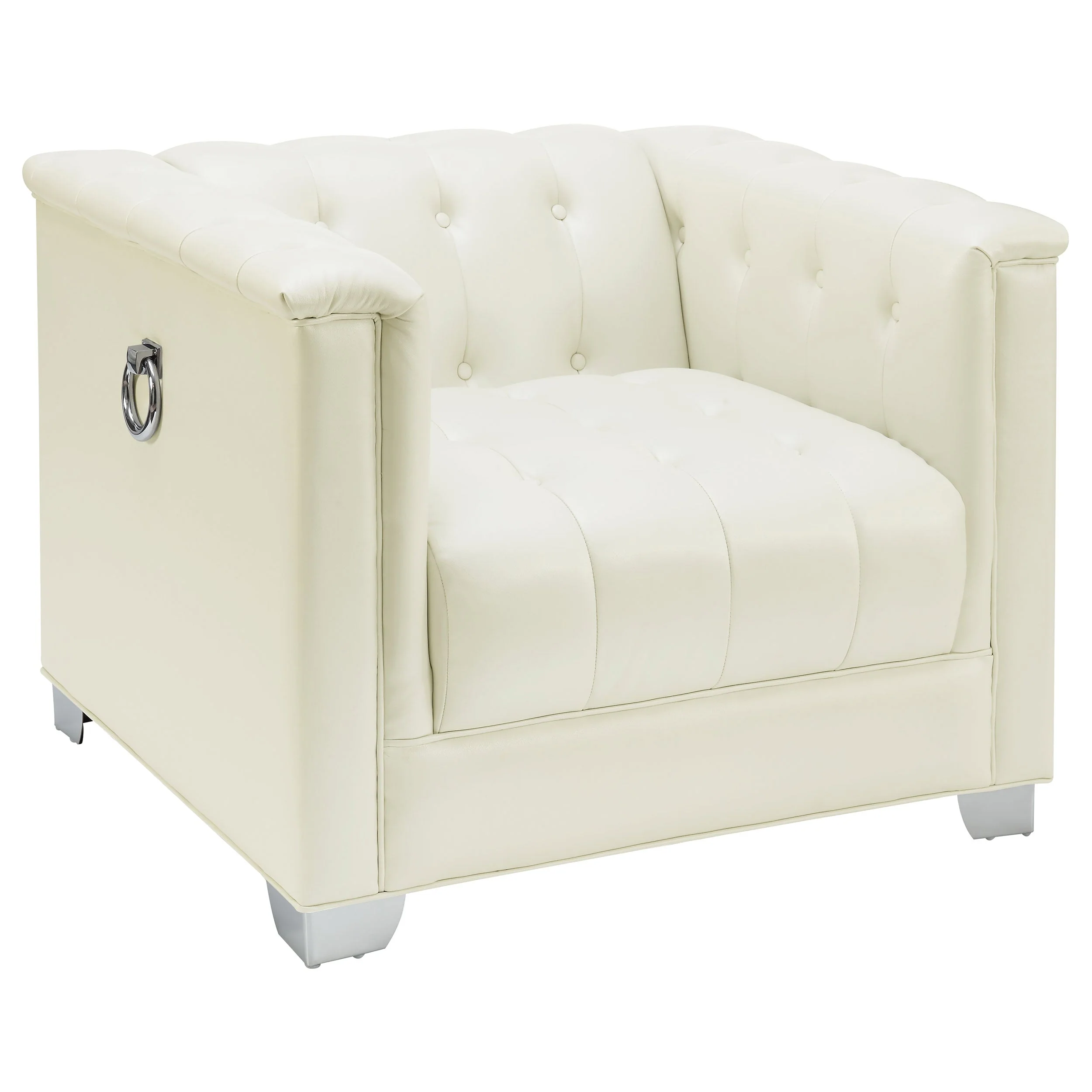 Chaviano Upholstered Track Arm Accent Chair Pearl White - Image 2
