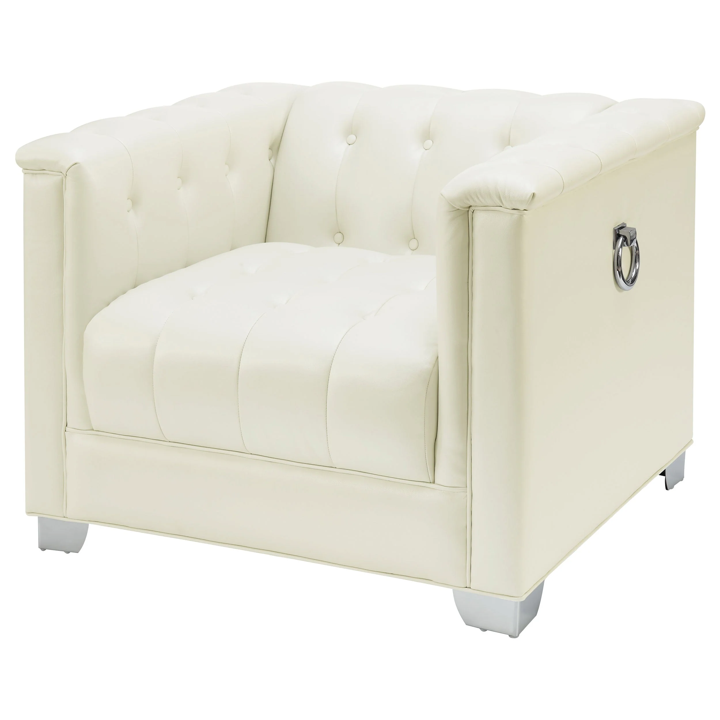 Chaviano Upholstered Track Arm Accent Chair Pearl White - Image 5