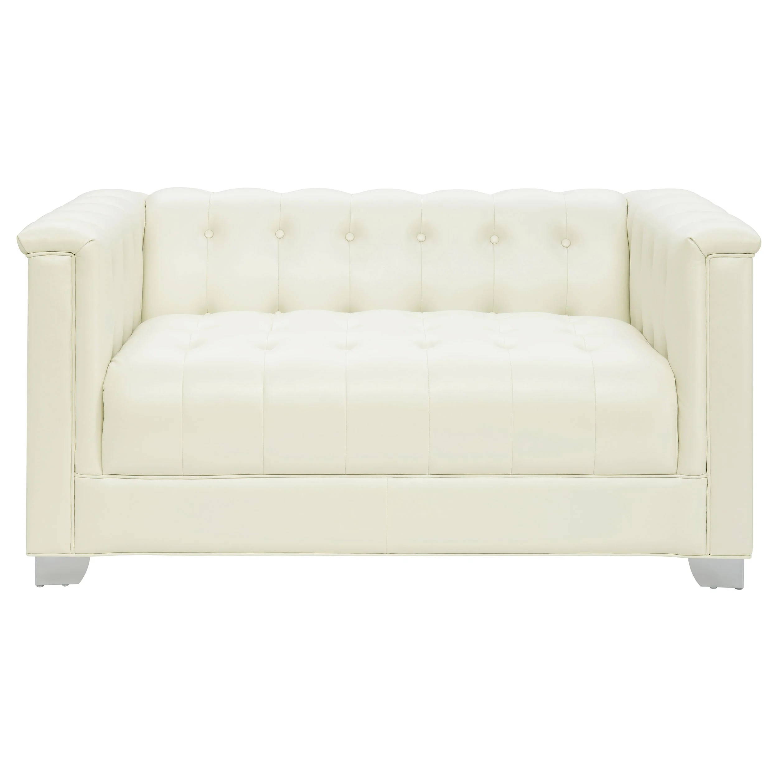 Chaviano Upholstered Track Arm Loveseat Pearl White - Image 4