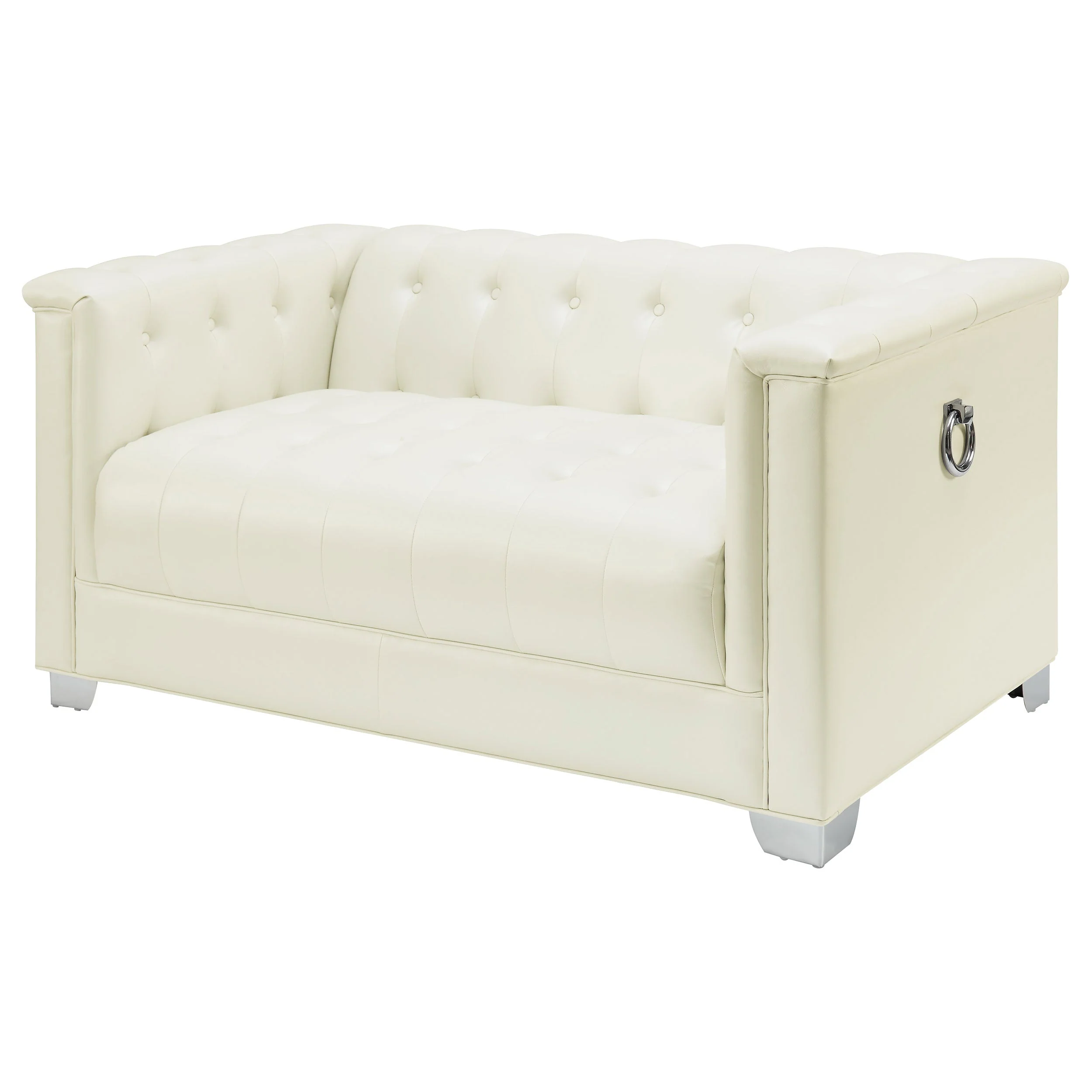 Chaviano Upholstered Track Arm Loveseat Pearl White - Image 5