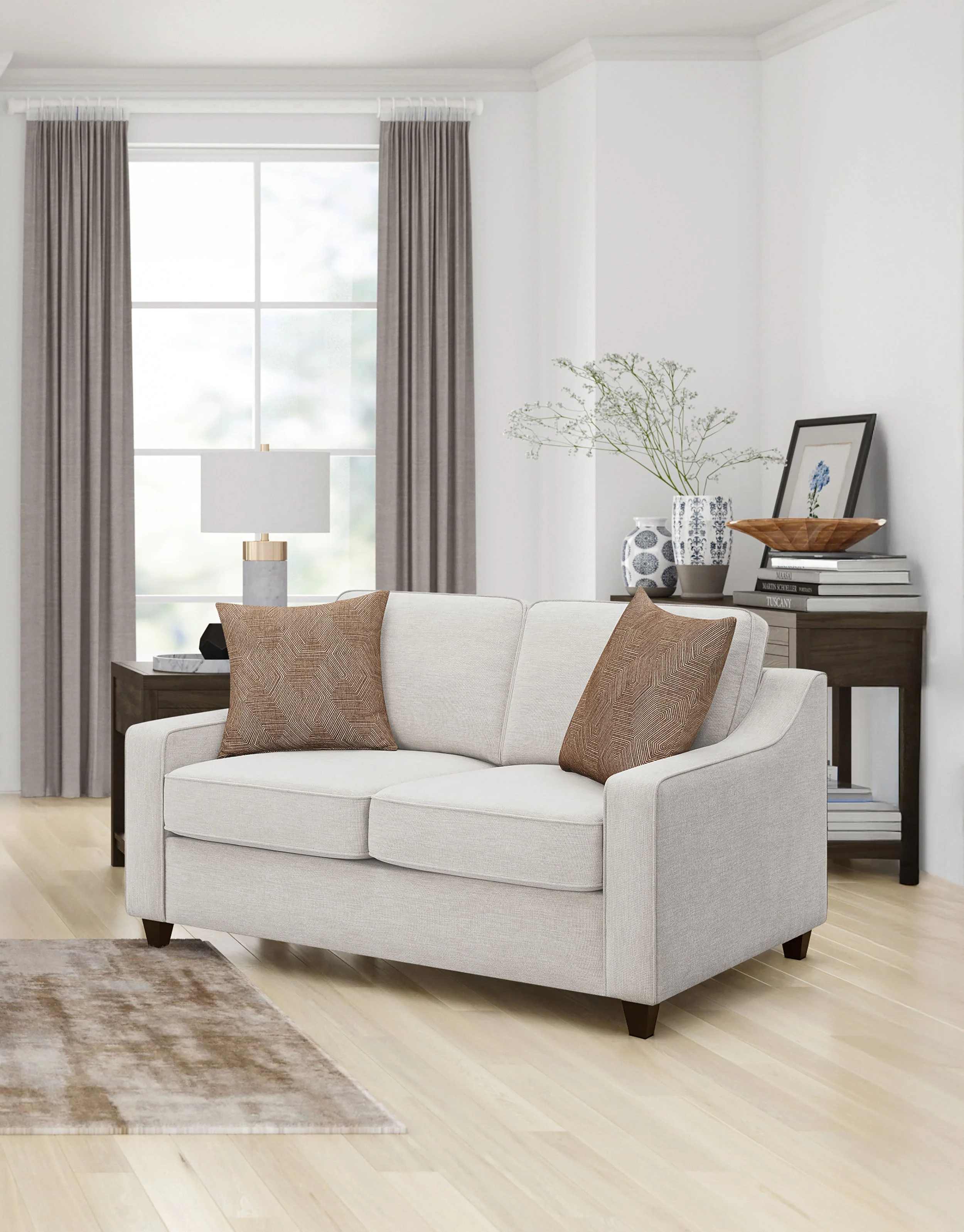 Christine Upholstered Sloped Arm Loveseat Beige - Image 3