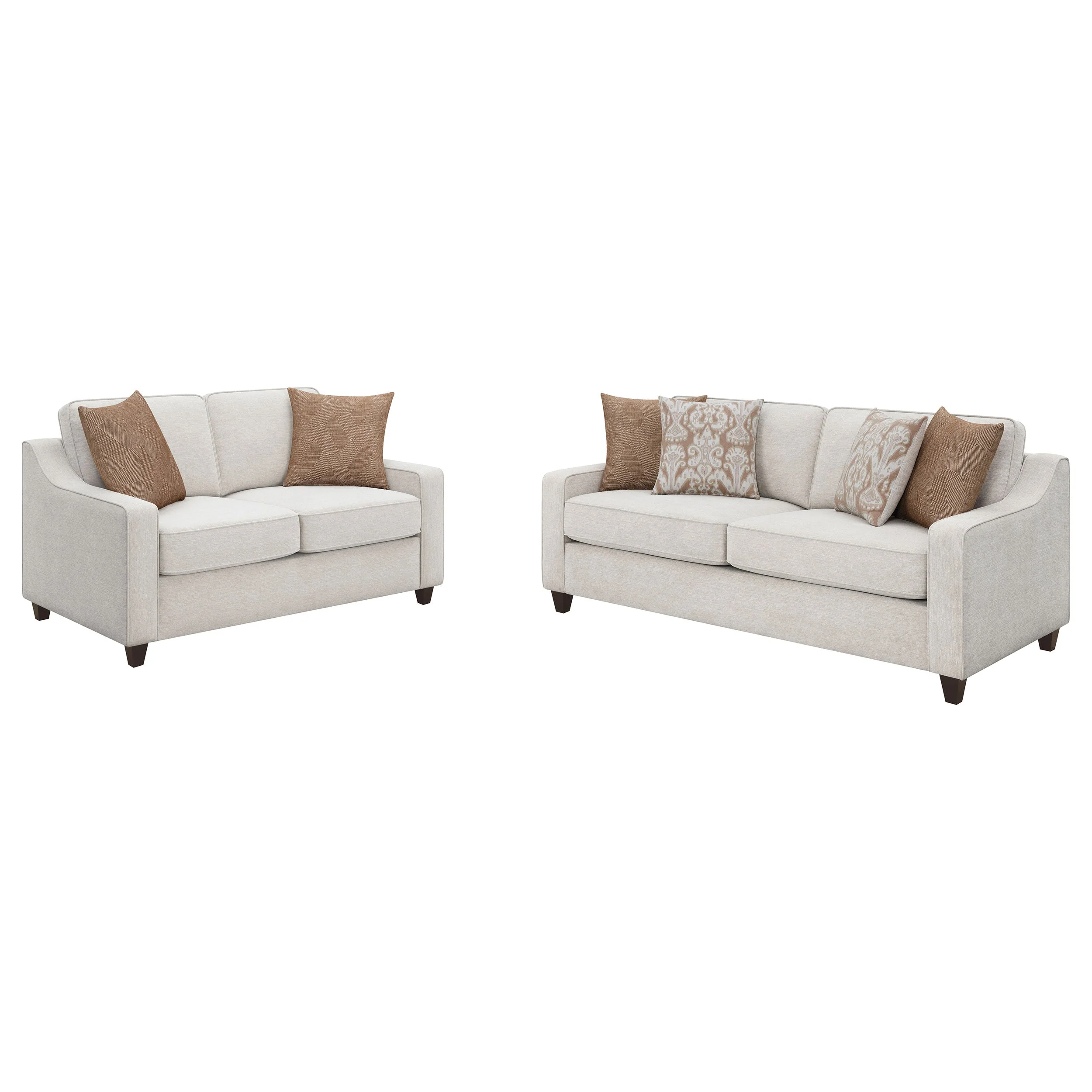 Christine Upholstered Sloped Arm Sofa Set Beige - Image 5