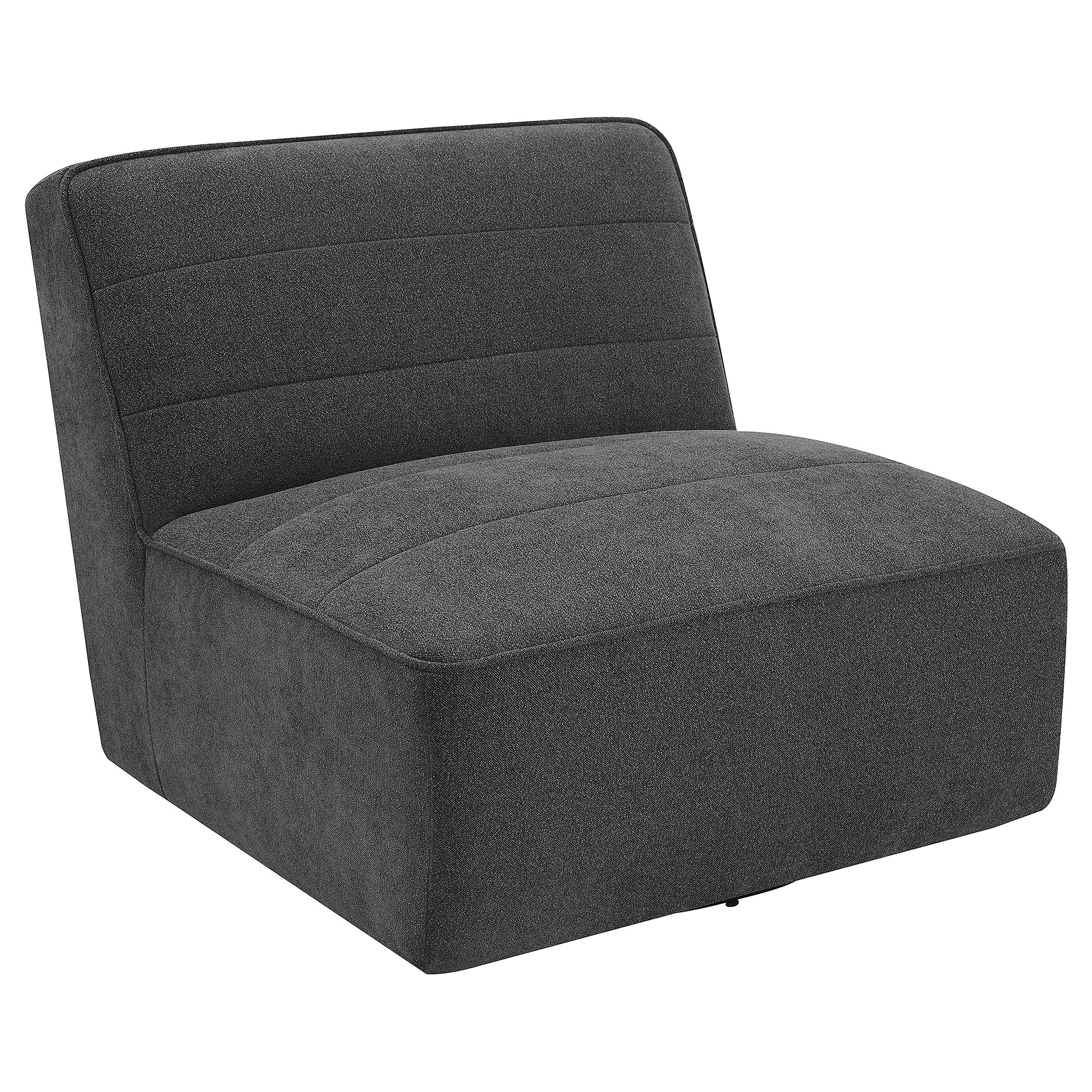 Cobie Upholstered Armless Swivel Chair Dark Charcoal - Image 2