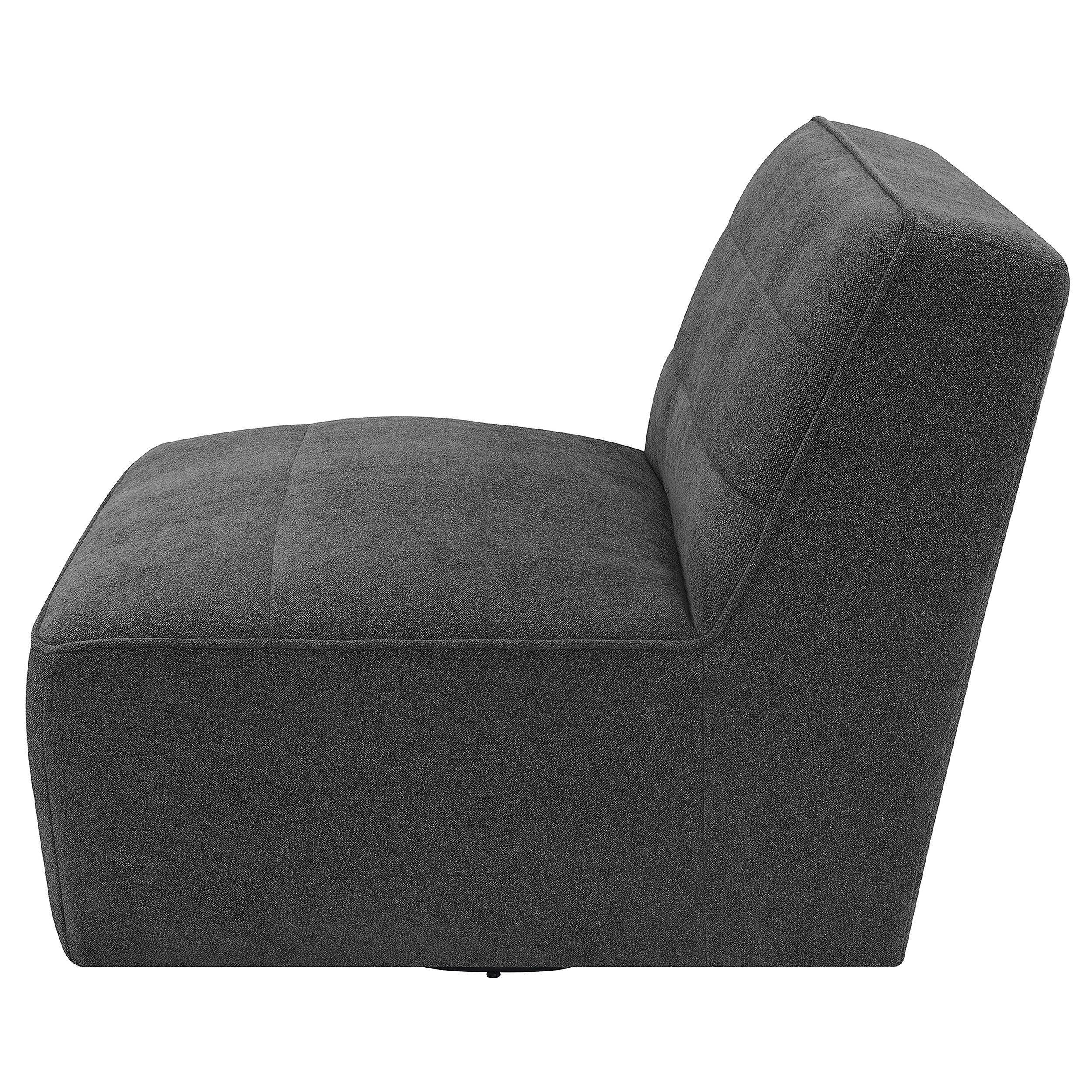 Cobie Upholstered Armless Swivel Chair Dark Charcoal - Image 5