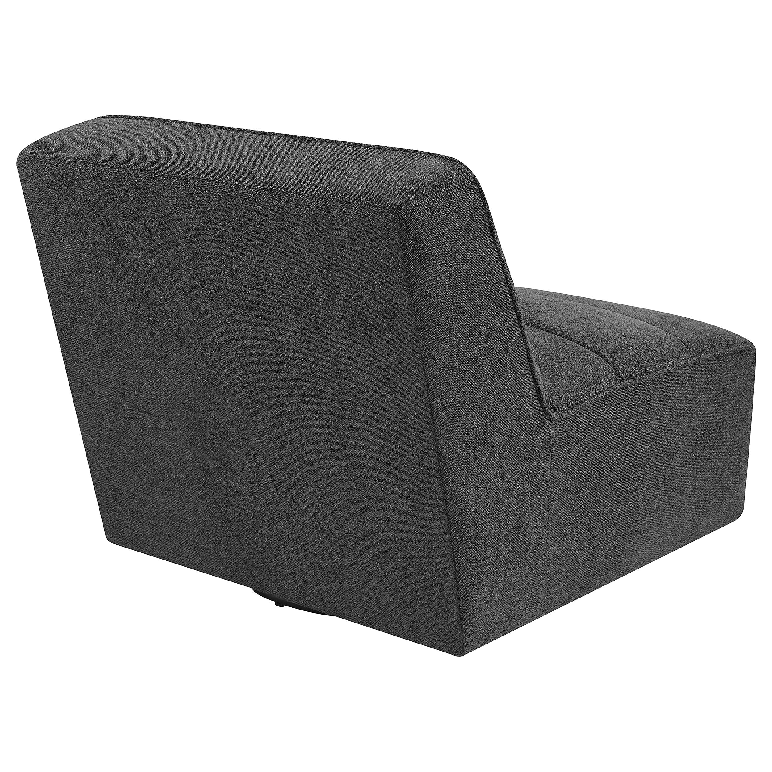 Cobie Upholstered Armless Swivel Chair Dark Charcoal - Image 7