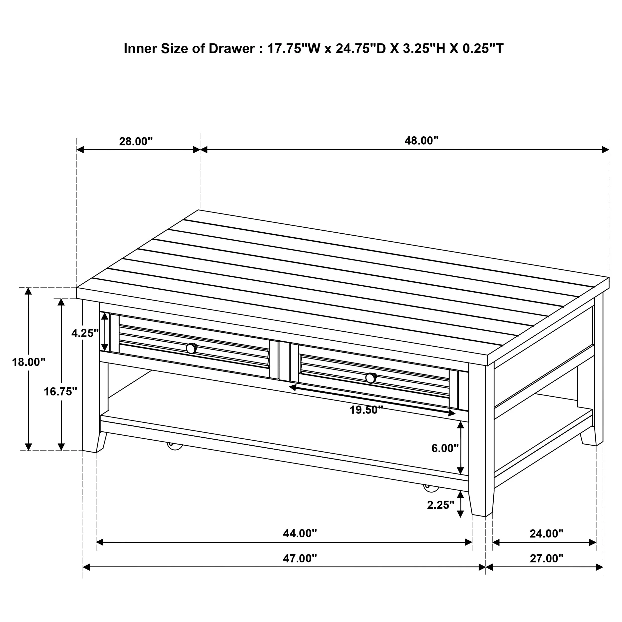 Concord 2-drawer Rectangular Coffee Table Distressed Java - Image 10