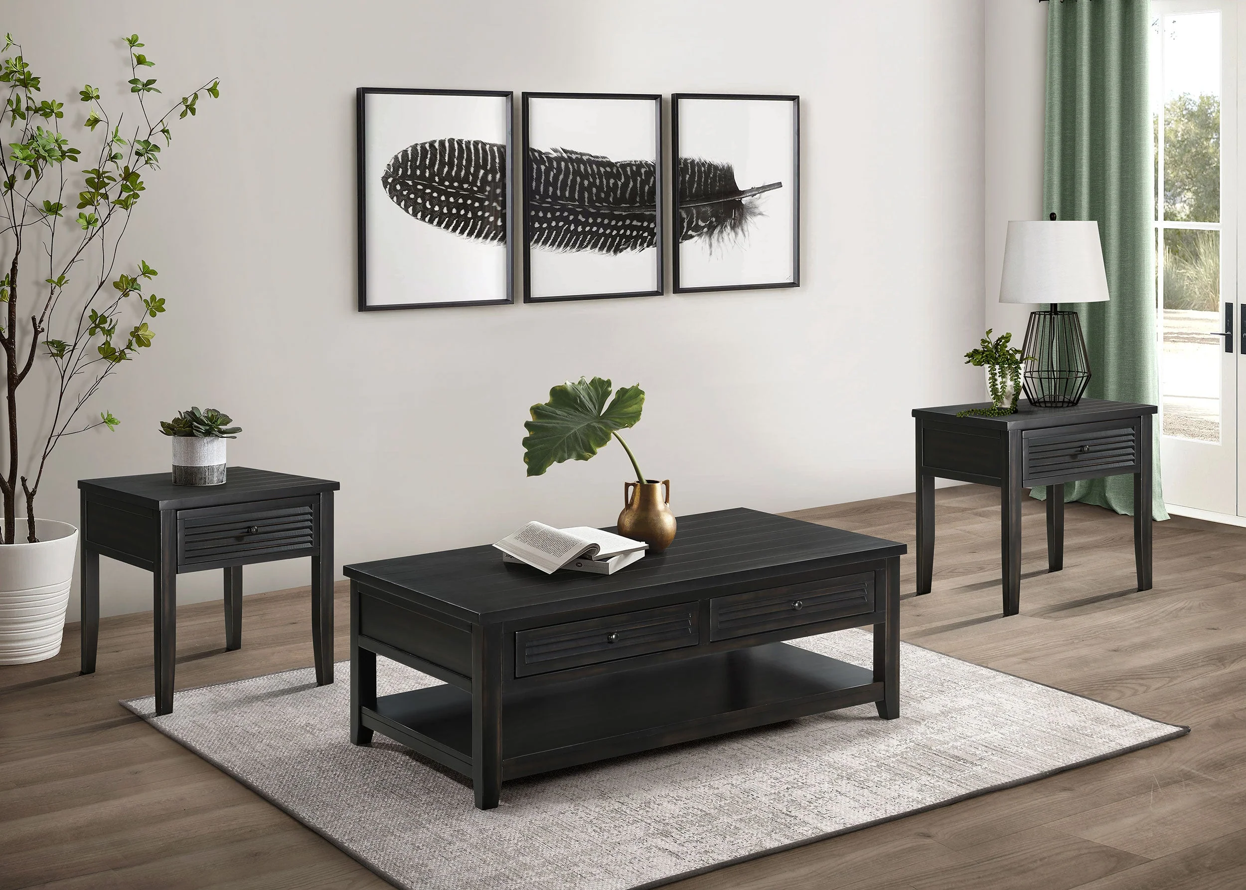 Concord Coffee and End Table Set Distressed Java - Image 4