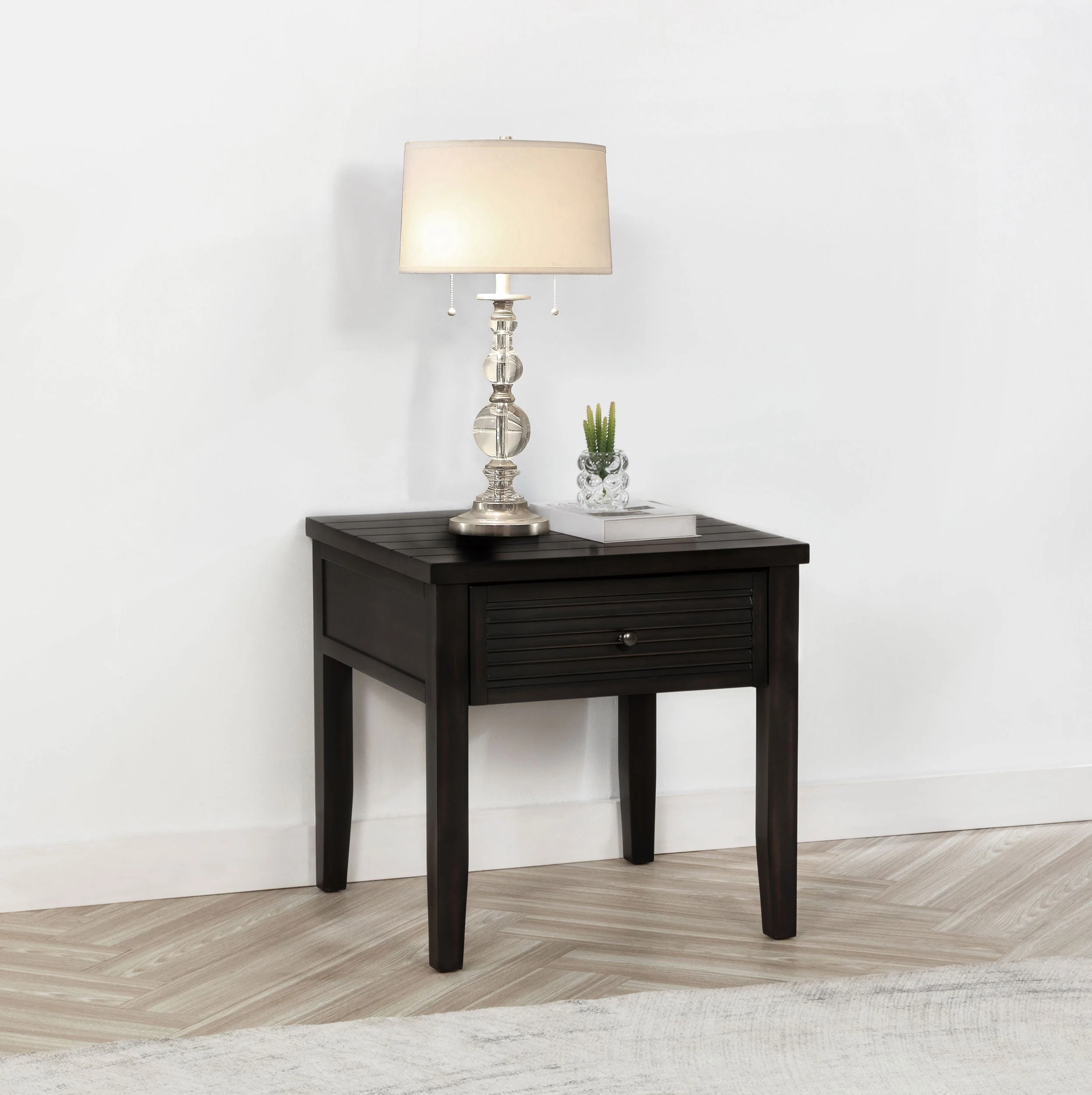 Concord 1-drawer Square End Table Distressed Java - Image 3