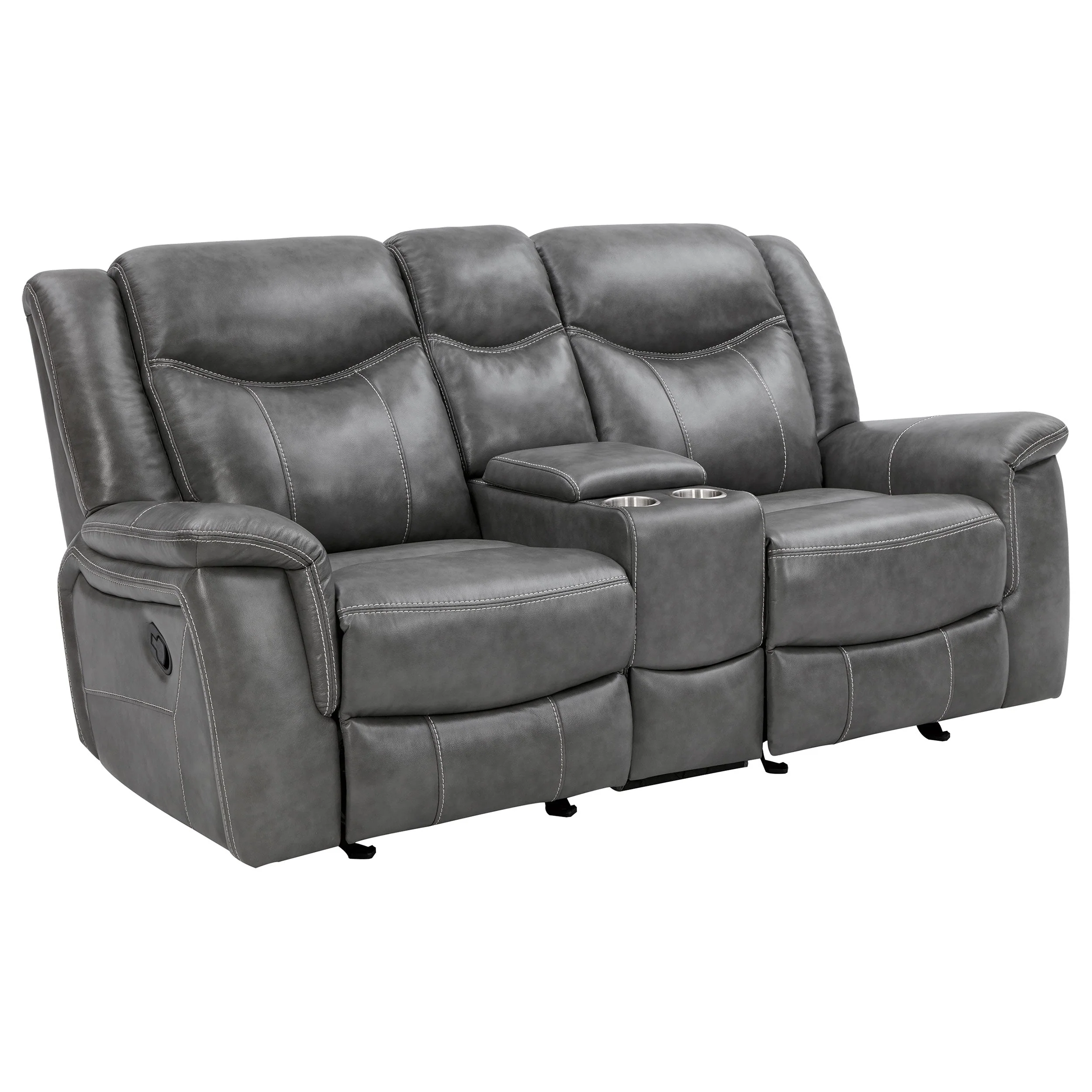 Conrad Upholstered Padded Arm Glider Loveseat Grey - Image 2