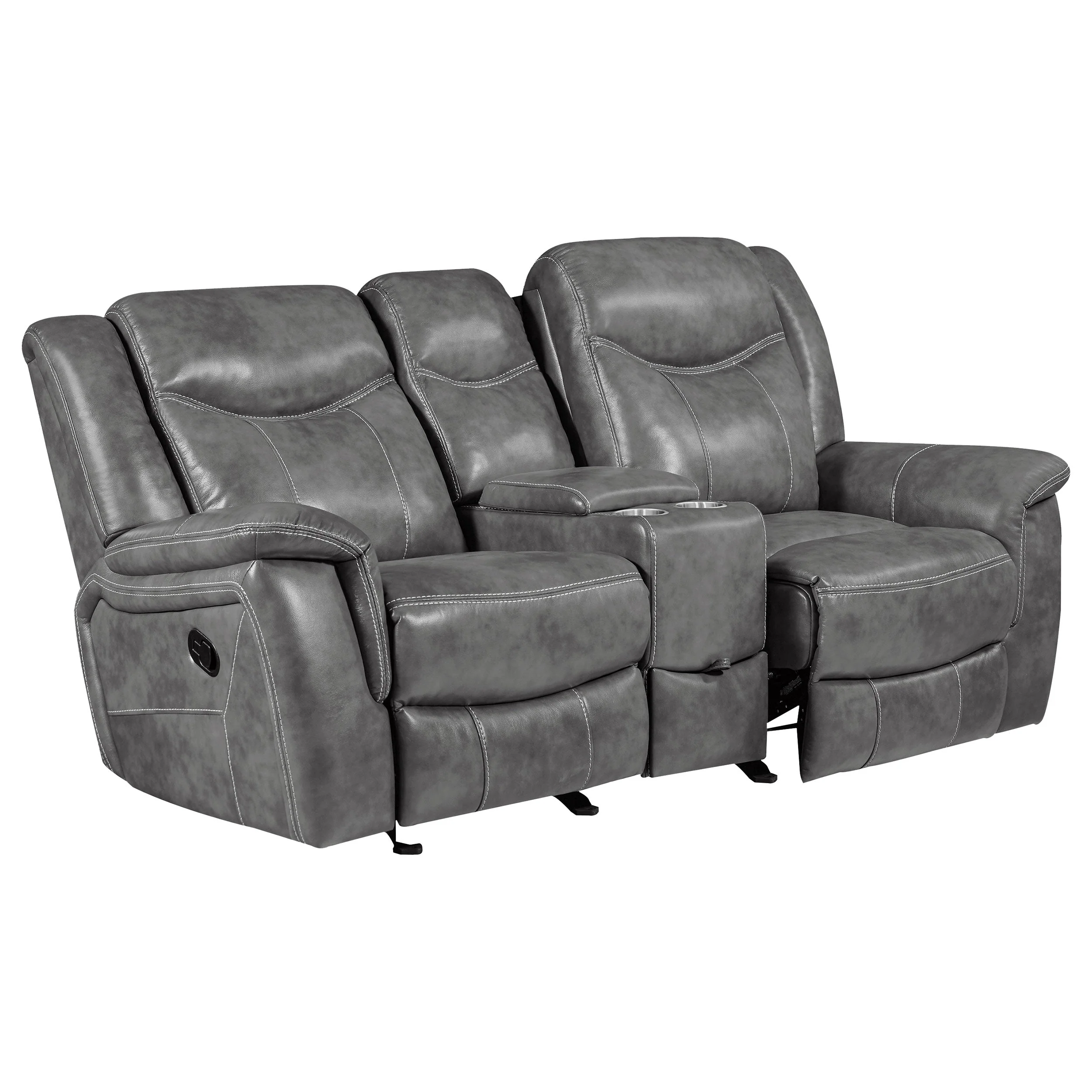Conrad Upholstered Padded Arm Glider Loveseat Grey - Image 4