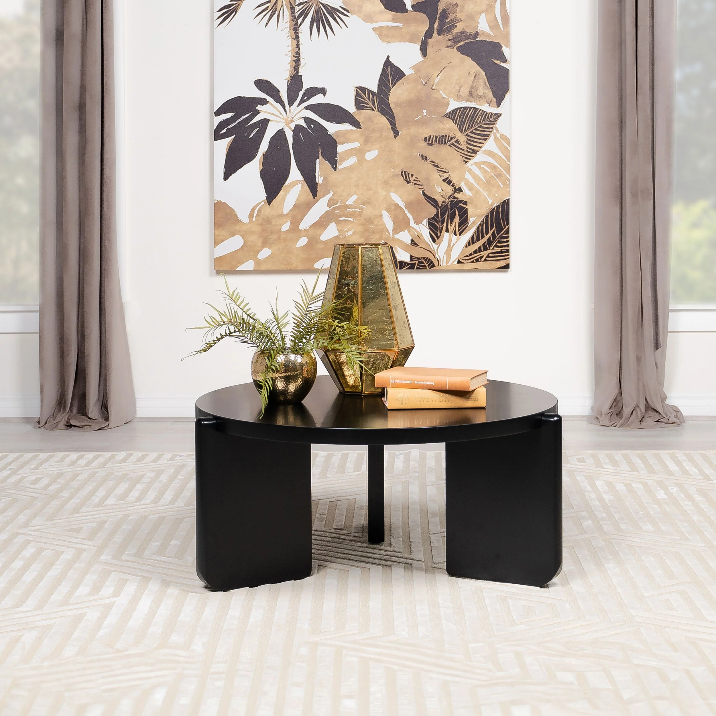 Cordova Round Solid Wood Coffee Table Black - Image 3